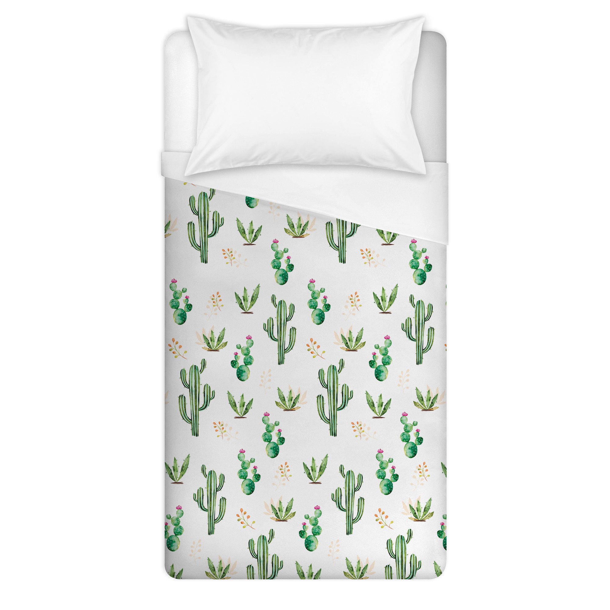 Small Cactus Pattern Twin Brushed Poly Duvet