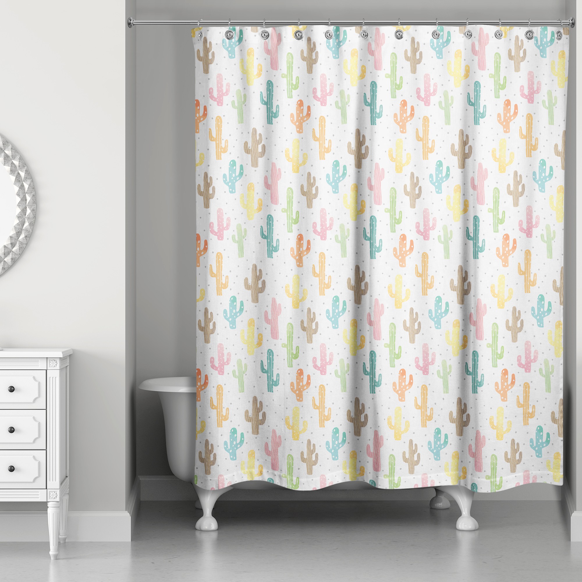Colorful Cacti 71x74 Shower Curtain