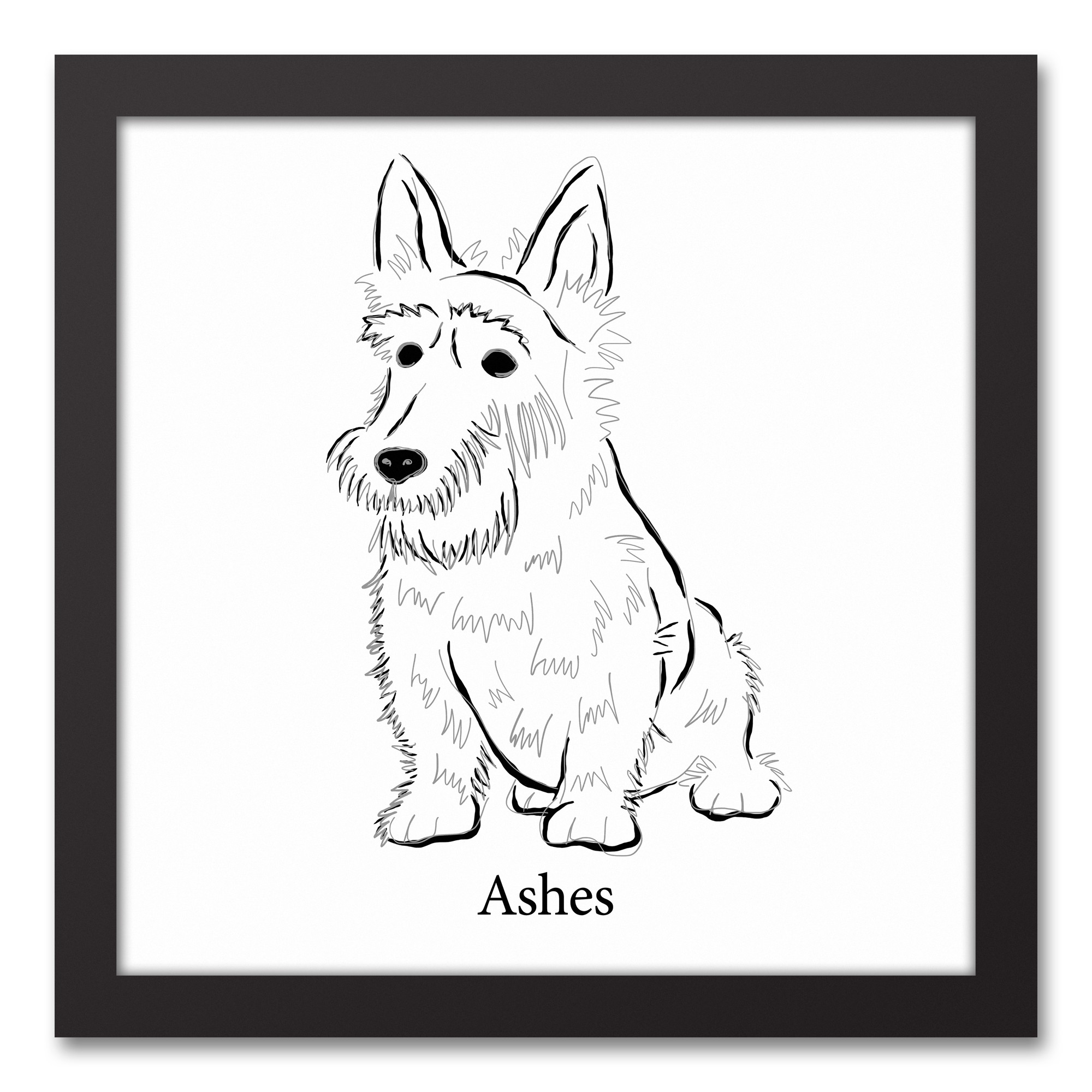 Scottie Sketch 12x12 Personalized Black Framed Canvas