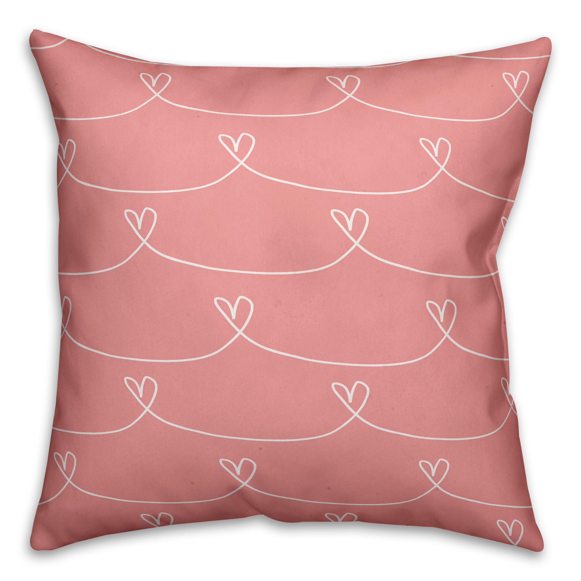 Pink Hearts 18x18 Spun Poly Pillow