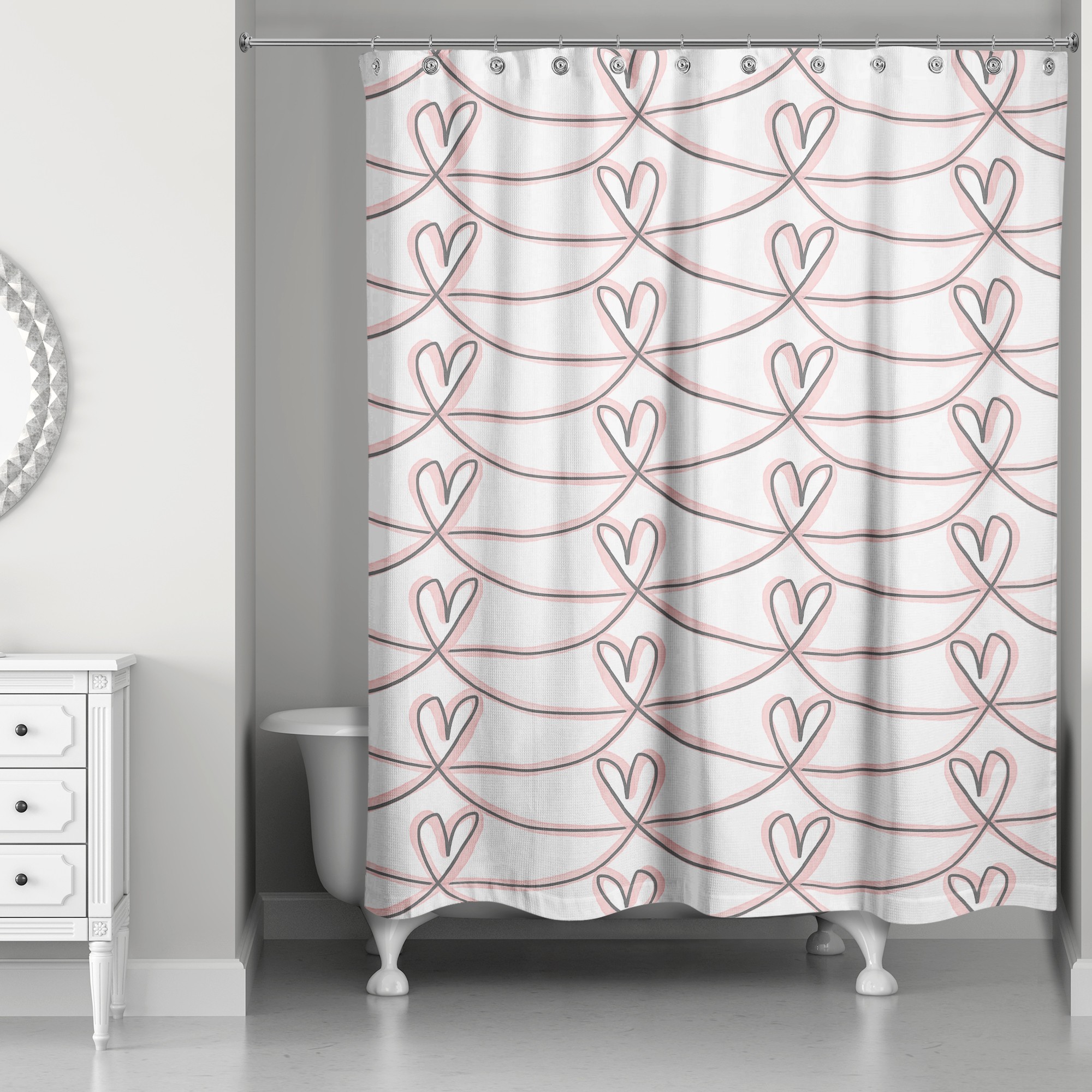 Pink Hearts 71x74 Shower Curtain