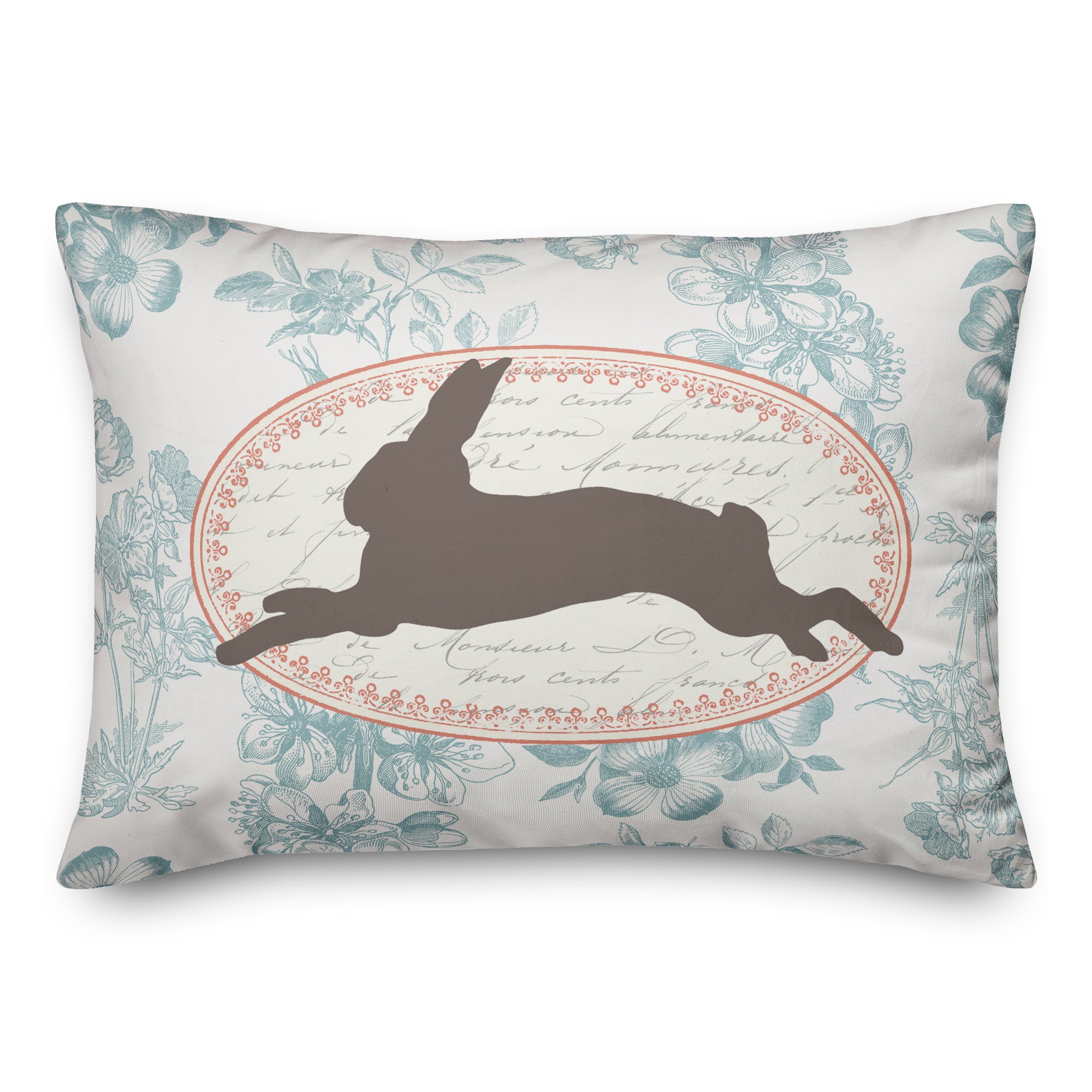 Vintage Florals Rabbit 14x20 Spun Poly Pillow