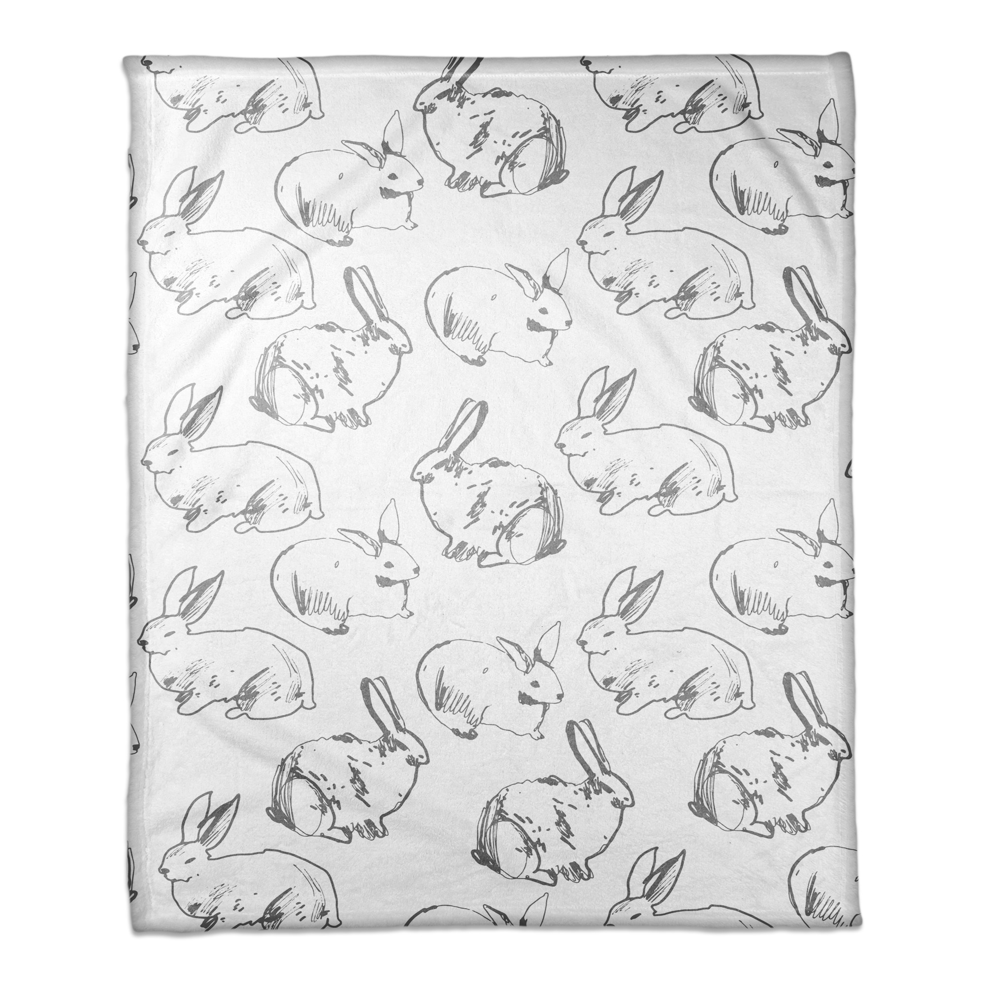 Gray Bunny Sketch 30x40 Coral Fleece Blanket