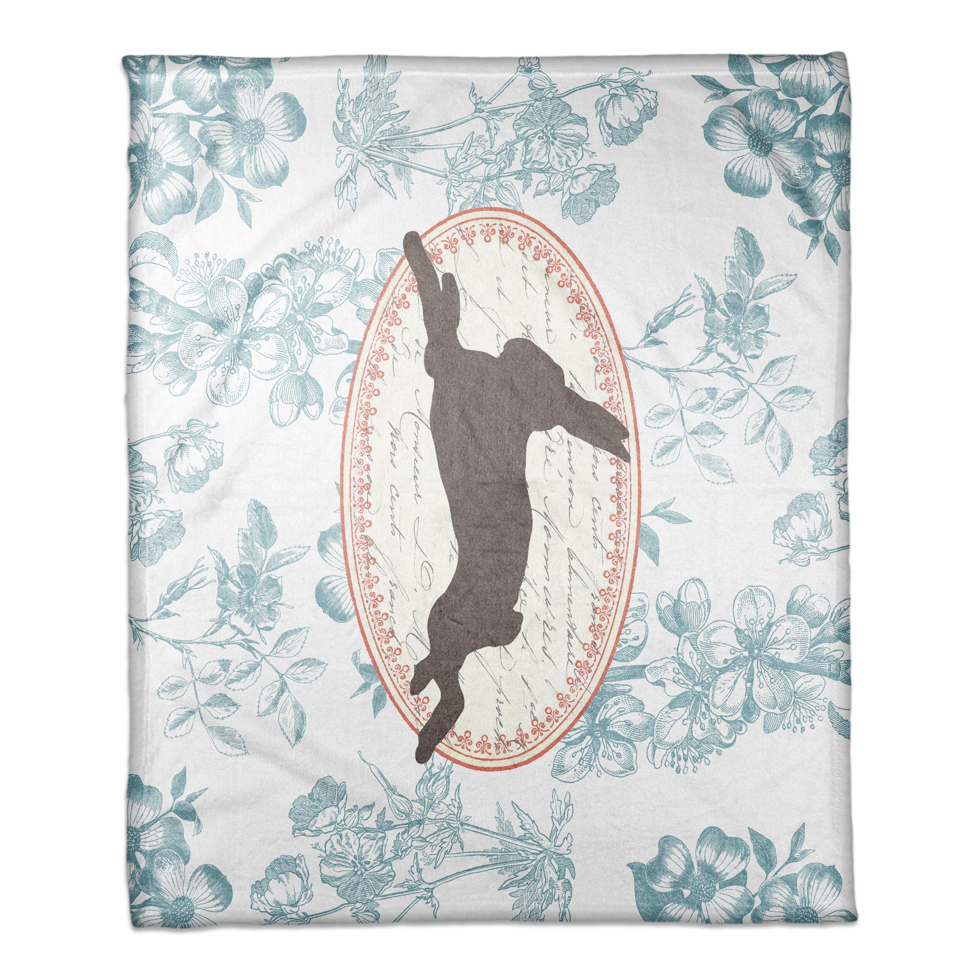 Vintage Florals Rabbit 50x60 Coral Fleece Blanket