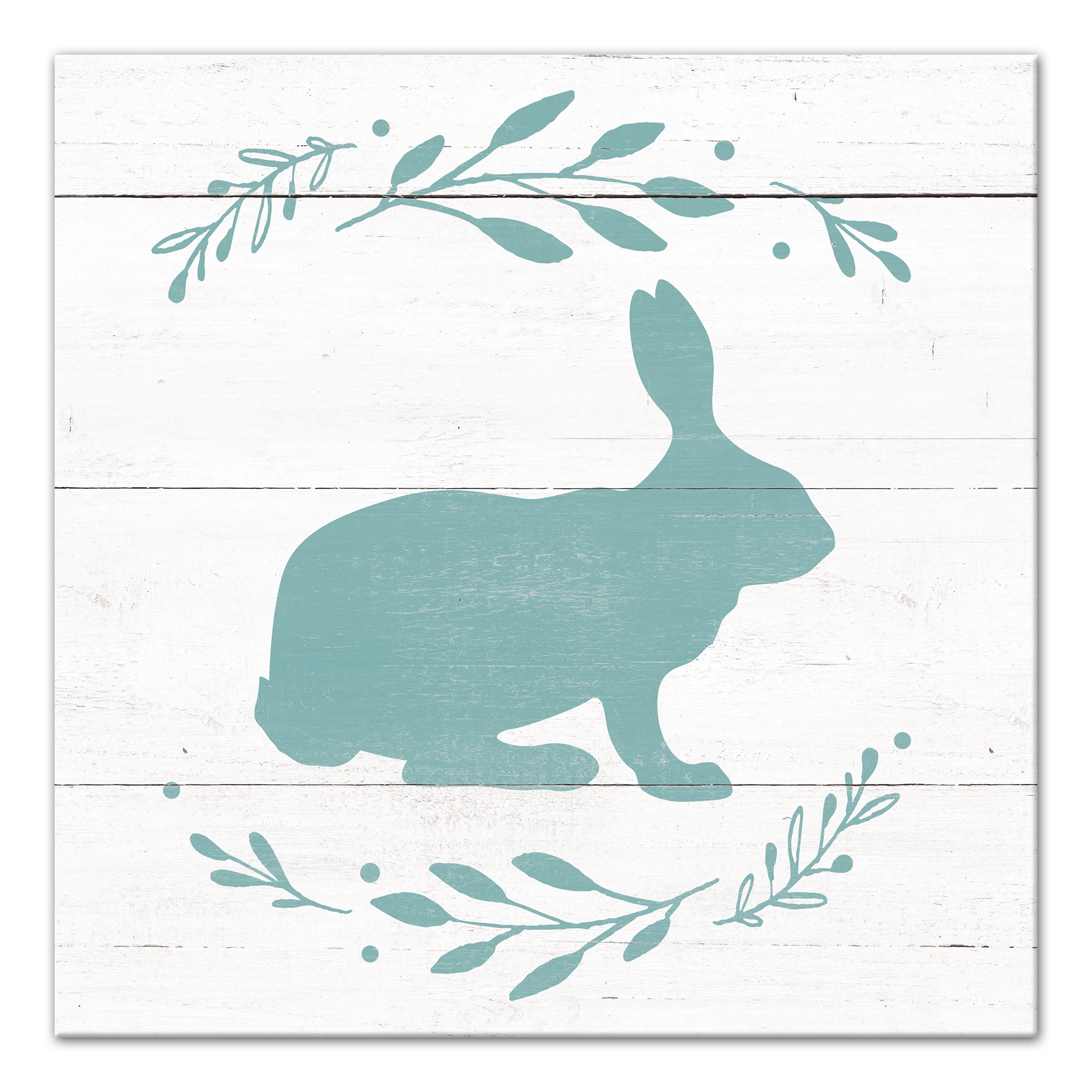 Teal Bunny Silhouette 16x16 Canvas Wall Art