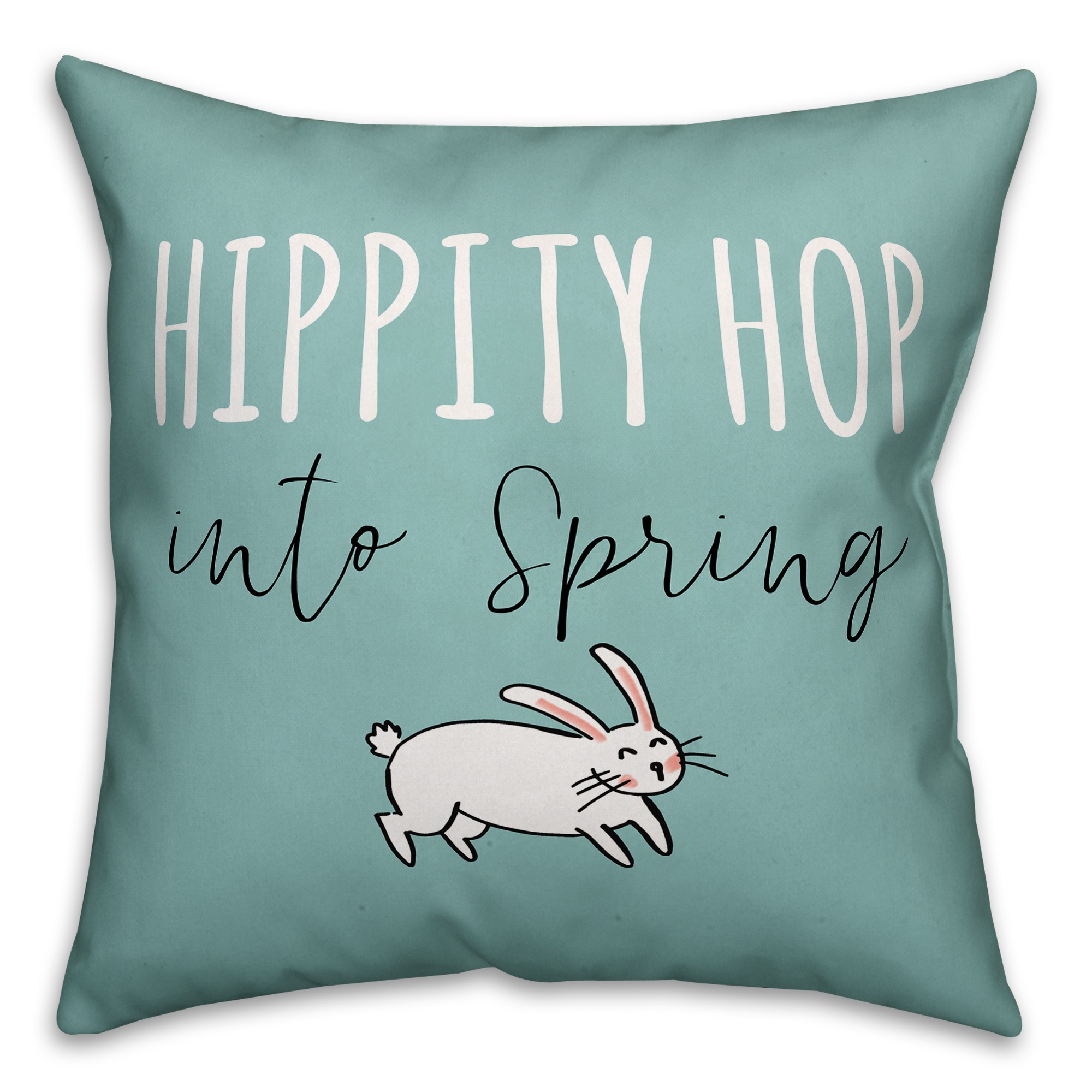 Hippity Hop Into Spring 18x18 Spun Poly Pillow