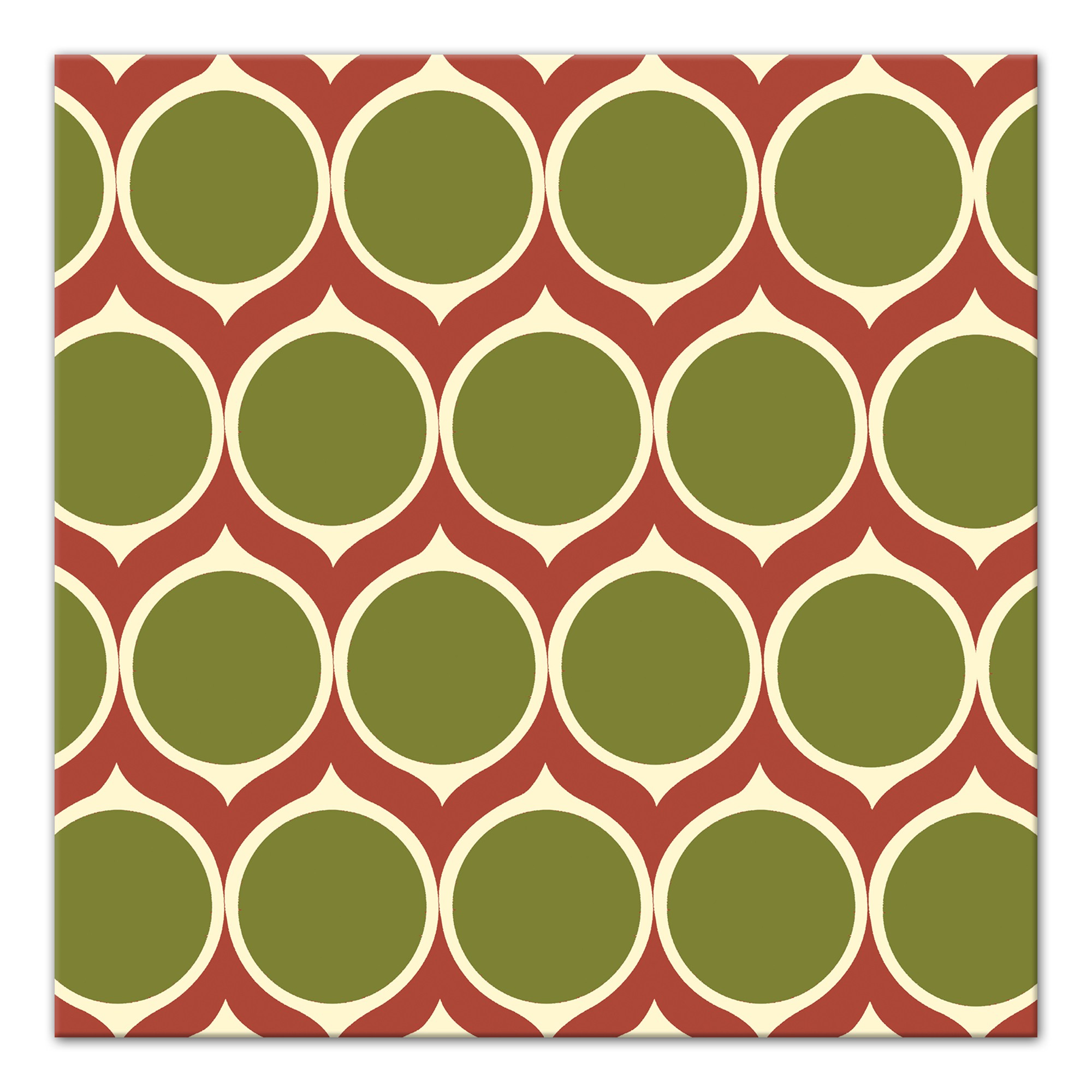 Red & Green Ogee Pattern 12x12 Canvas Wall Art