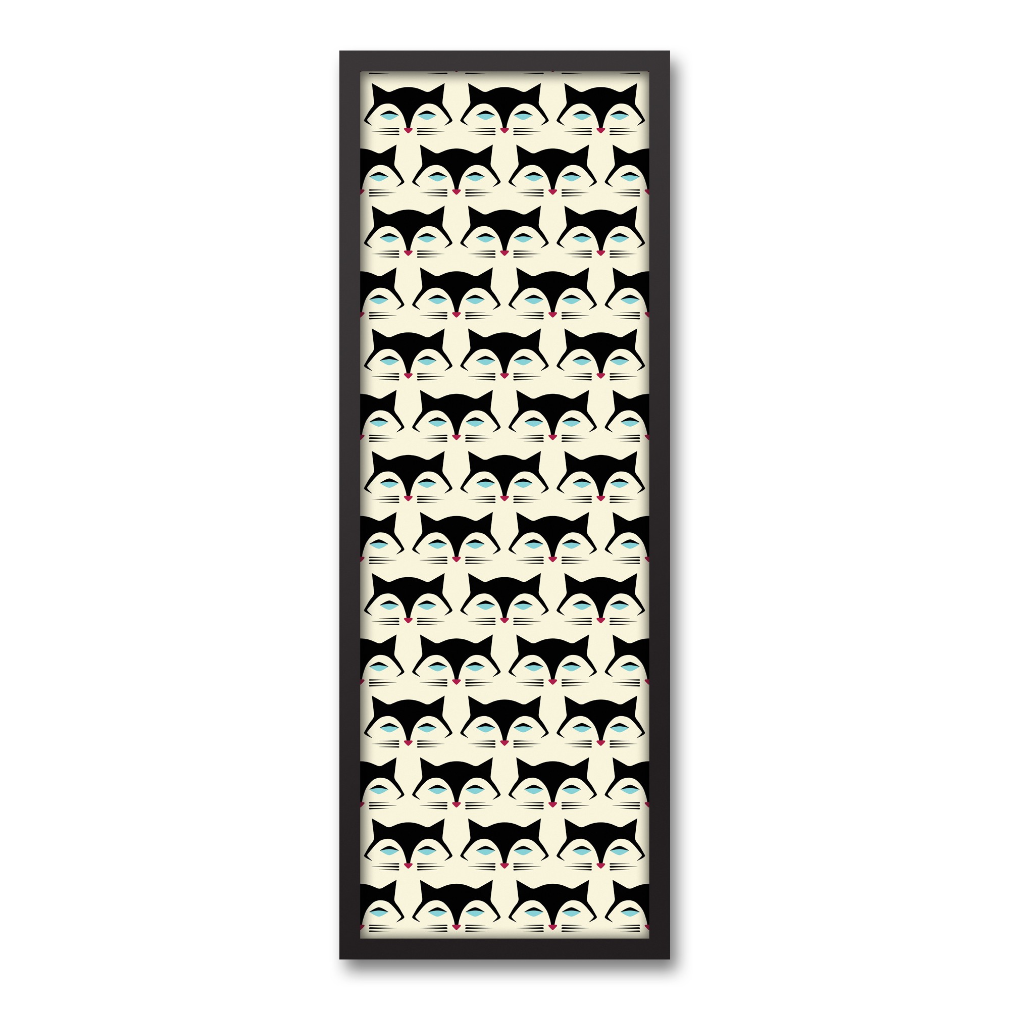 Mod Cats 12x36 Black Framed Canvas