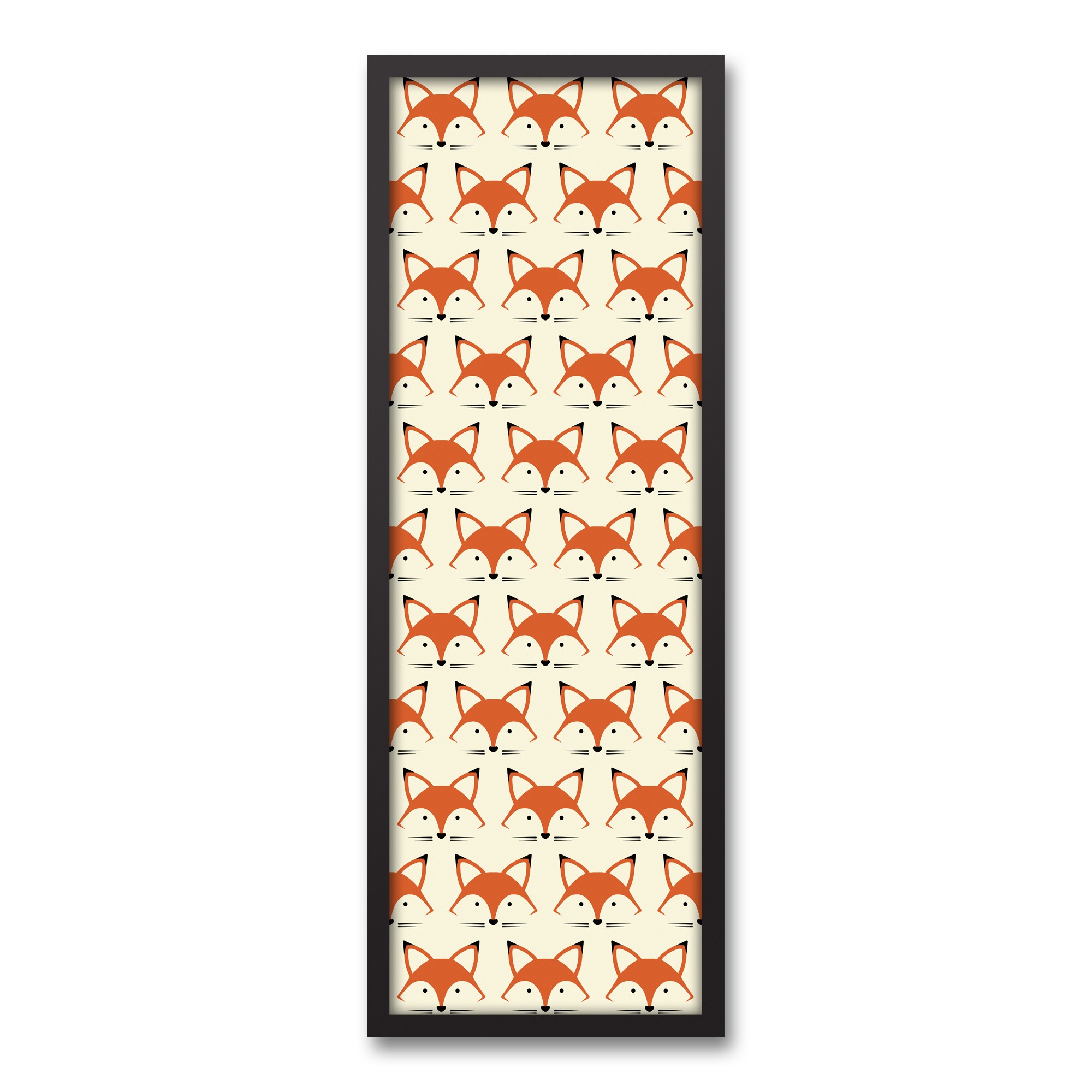 Mod Foxes 12x36 Black Framed Canvas