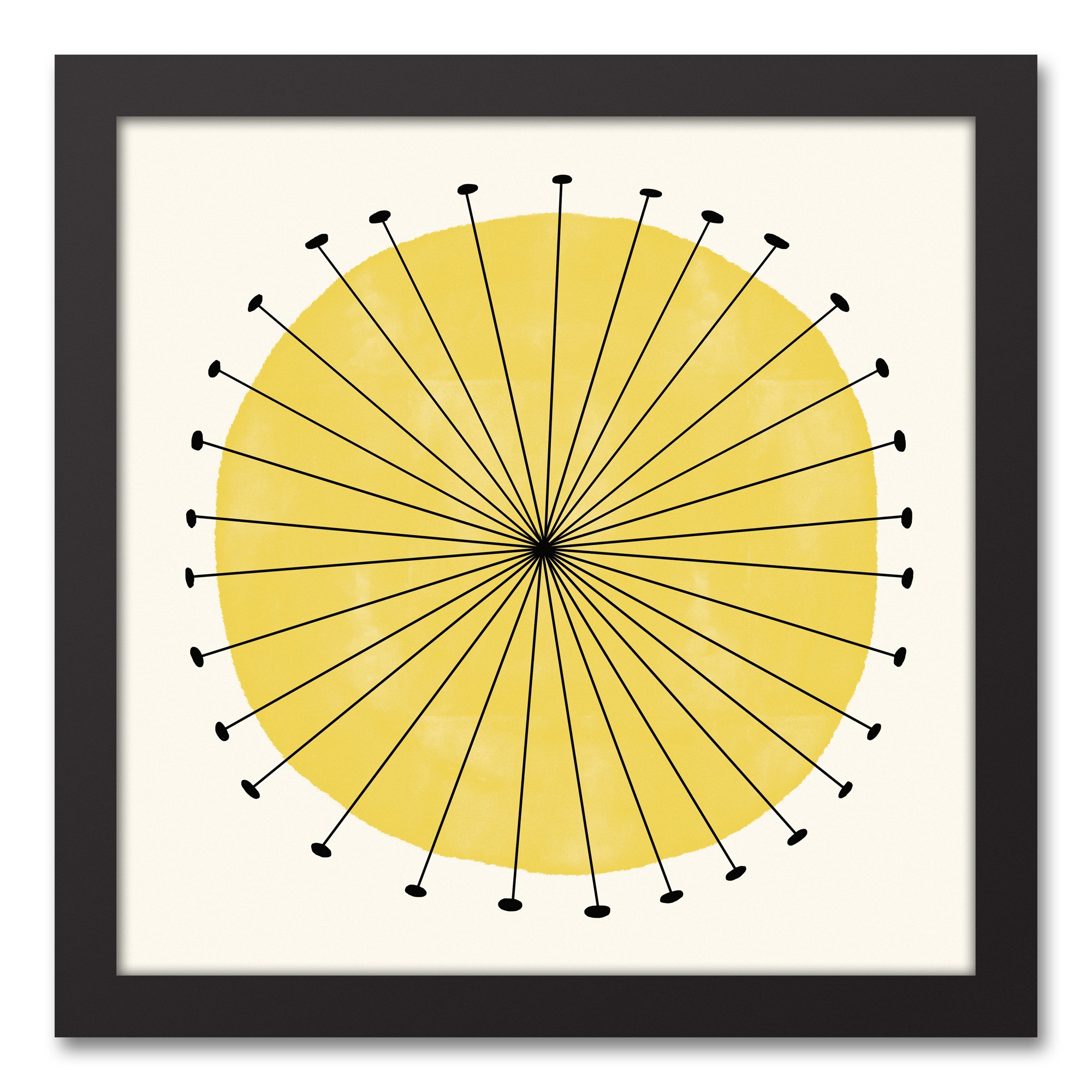 Groovy Yellow Bloom 12x12 Black Framed Canvas