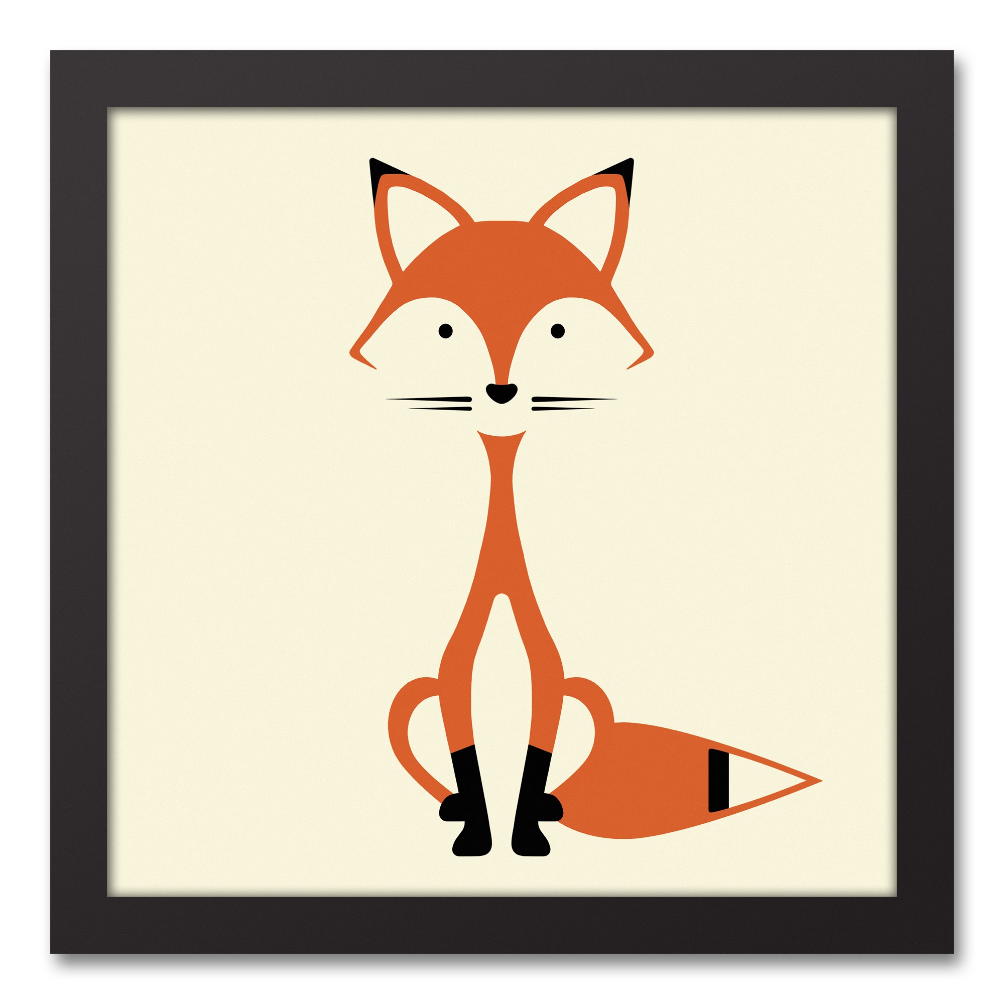 Mod Fox 12x12 Black Framed Canvas