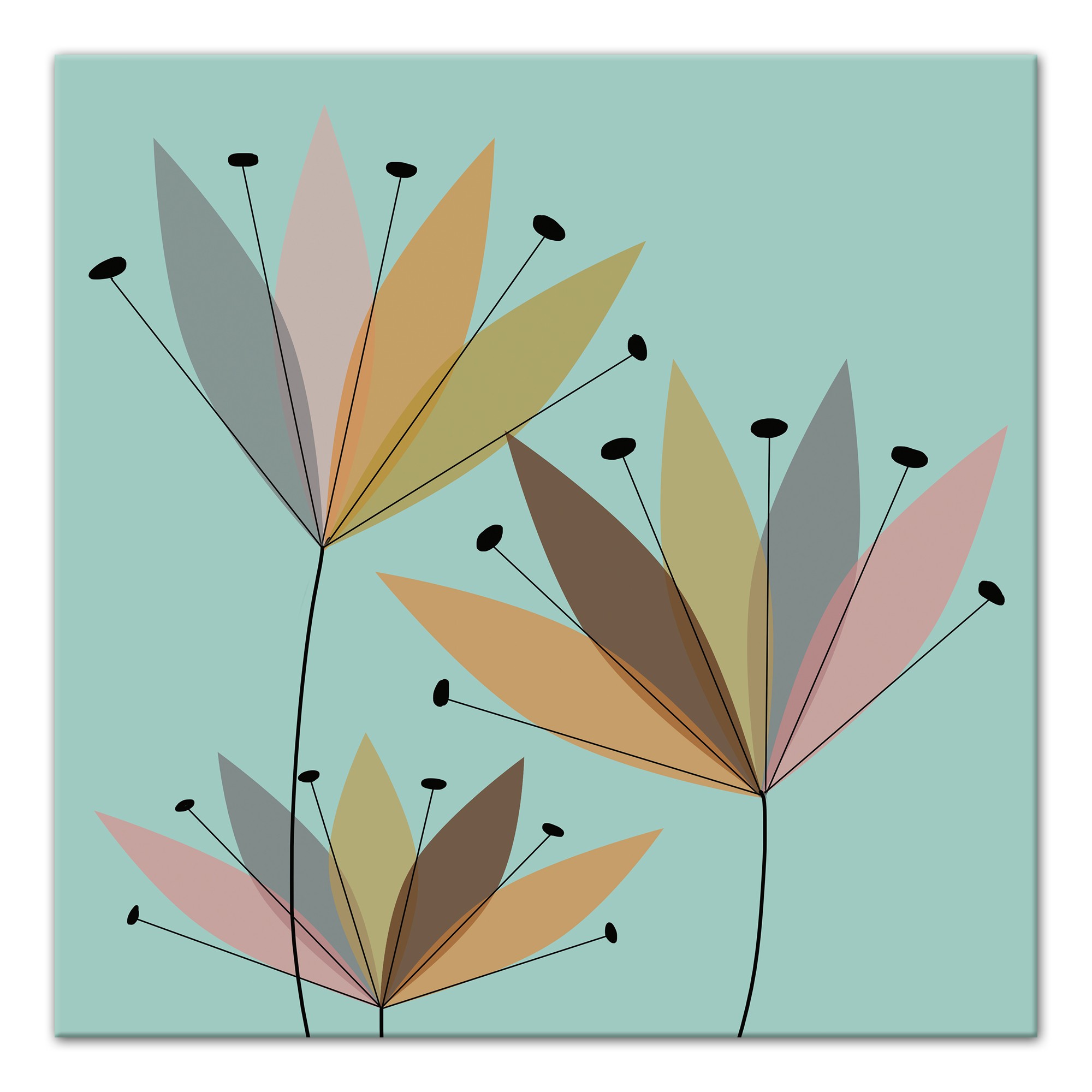 Mod Flower Blooms 20x20 Canvas Wall Art