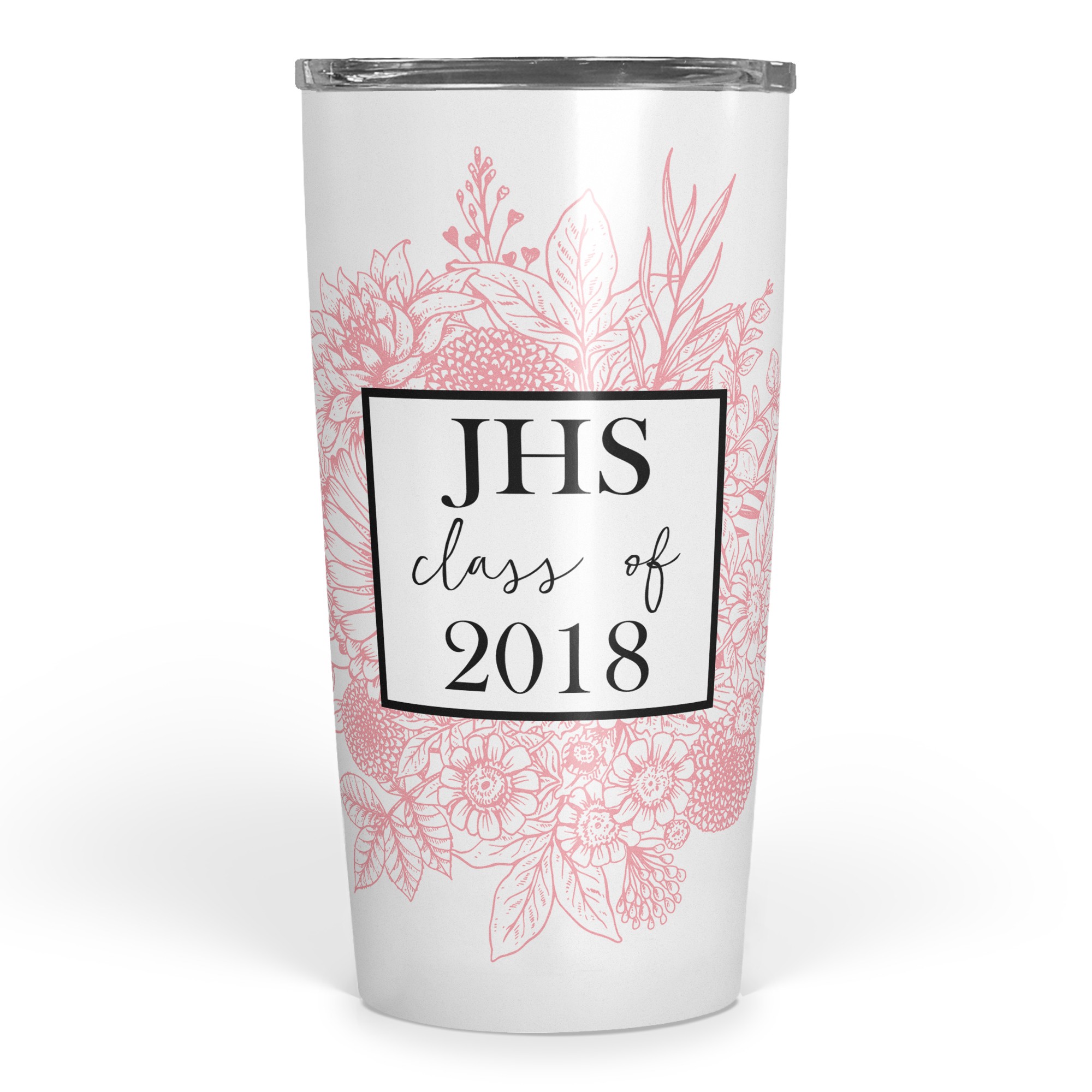 Pink Floral Monogram 20 oz Personalized Tumbler