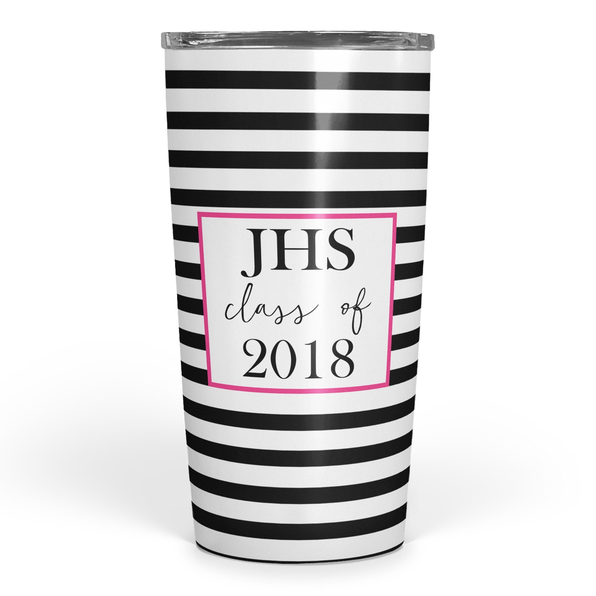 Black Striped Monogram 20 oz Personalized Tumbler