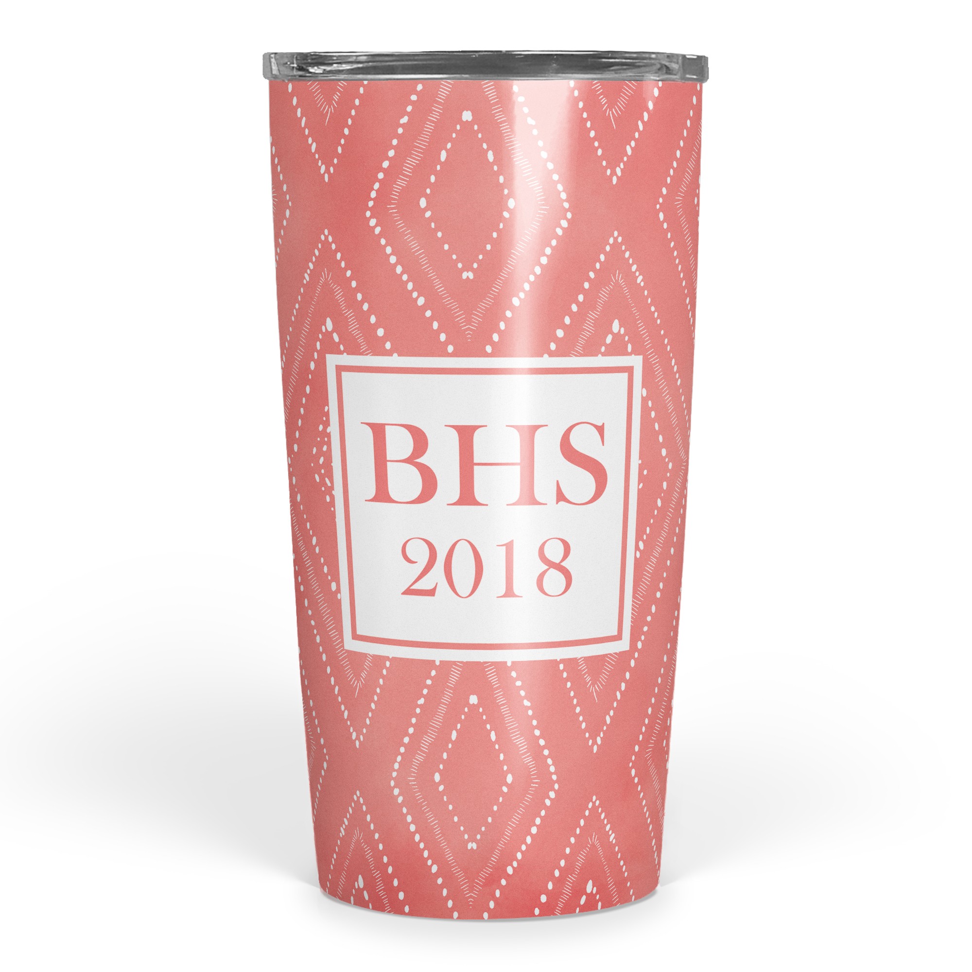 Coral Tribal Dots Monogram 20 oz Personalized Tumbler