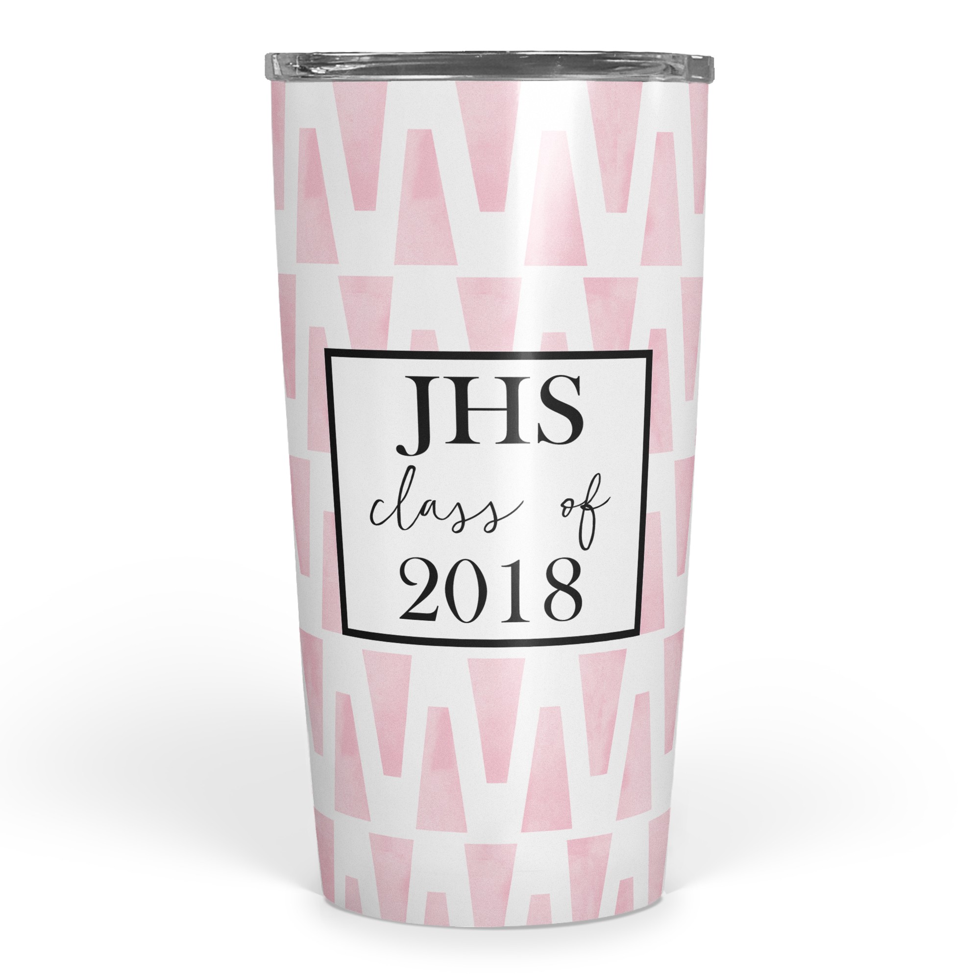 Pink Watercolor Triangles 20 oz Personalized Tumbler