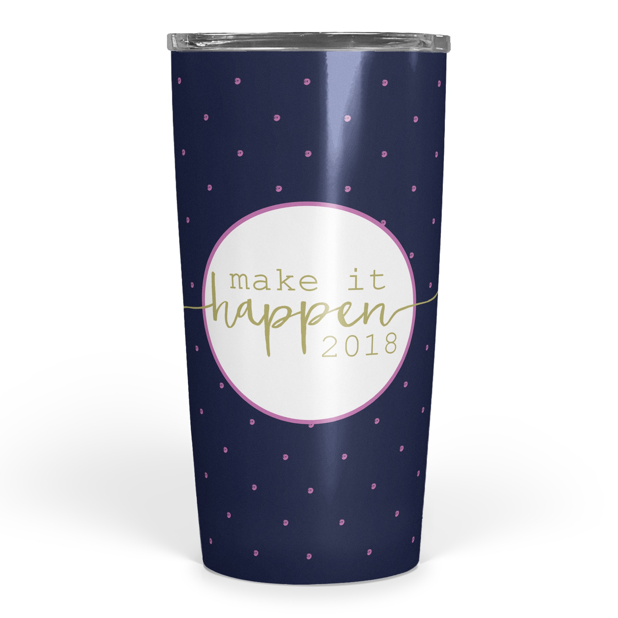 Make it Happen Purple Polka Dots 20 oz Personalized Tumbler