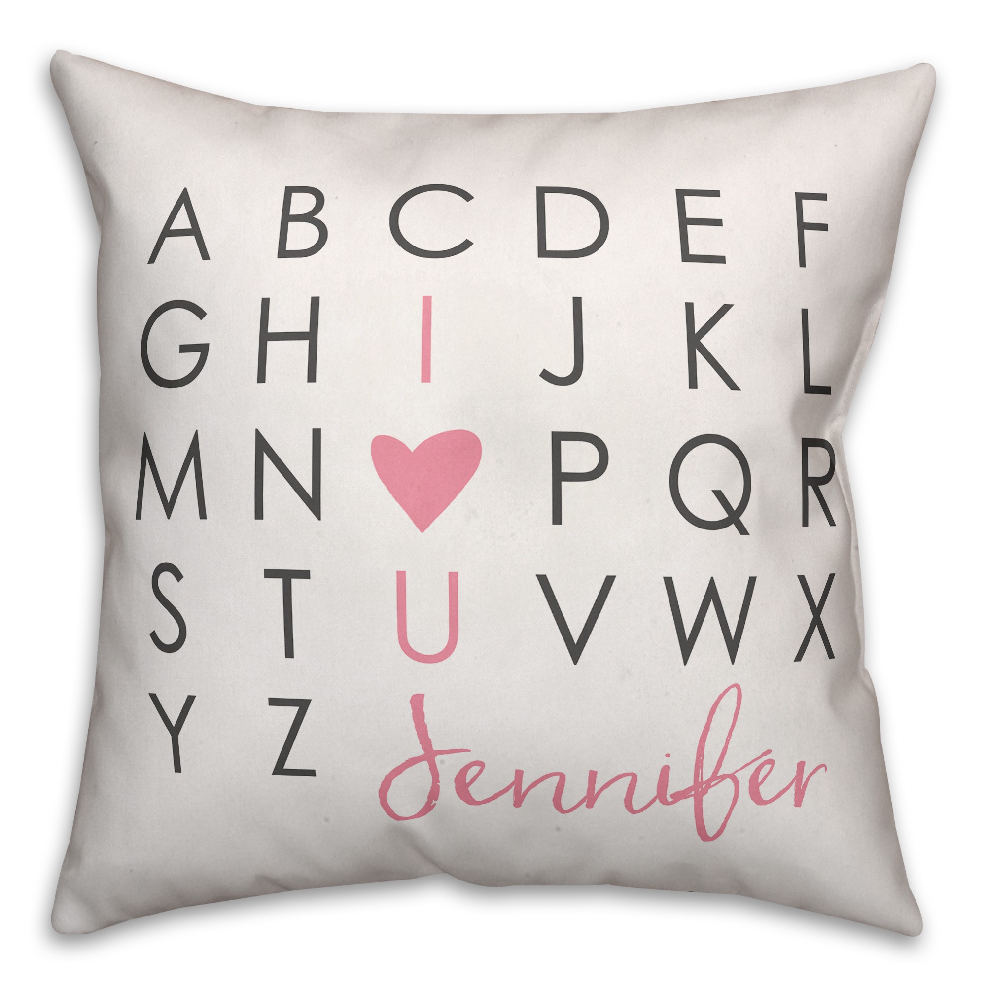 I Heart You 18x18 Personalized Spun Poly Pillow