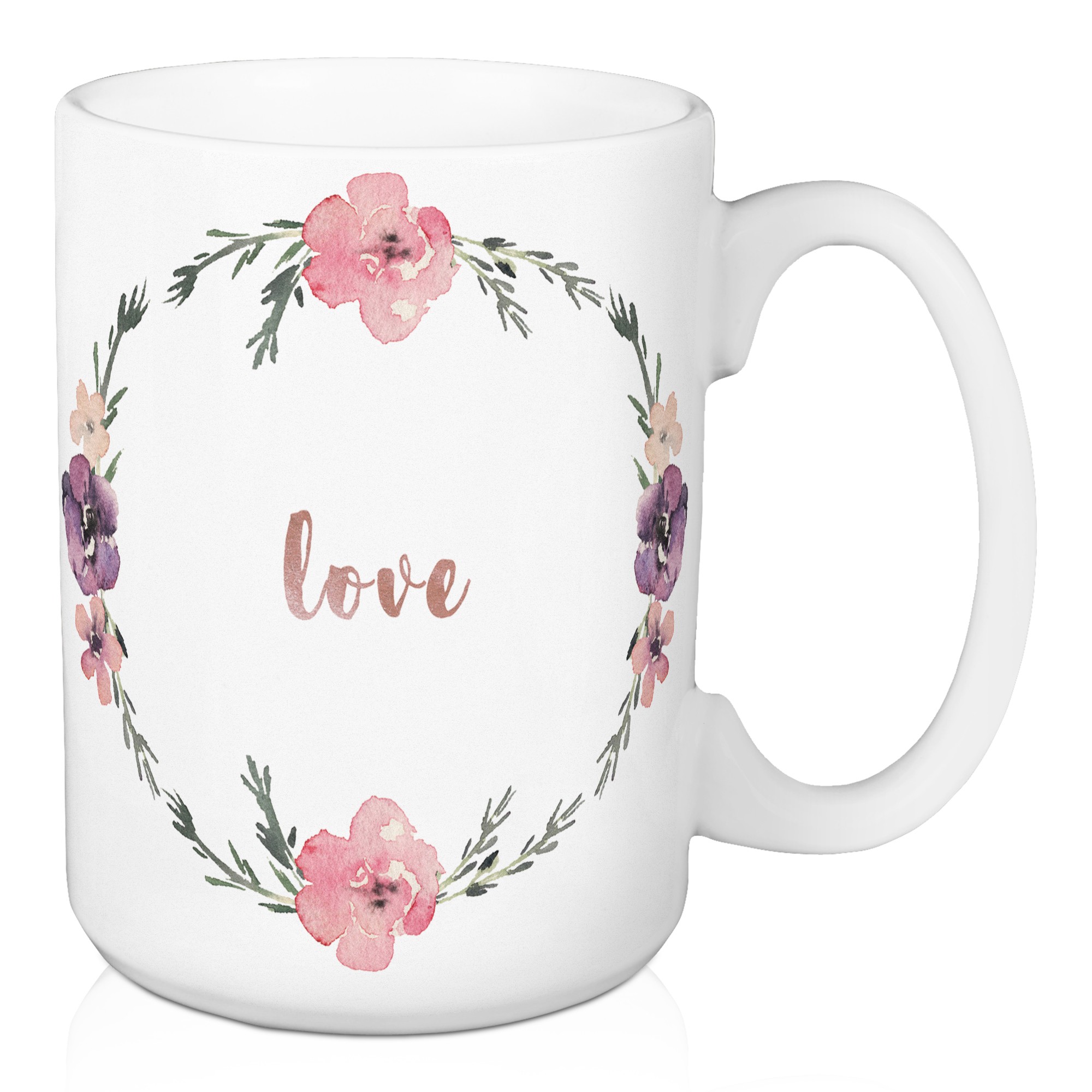 Love Floral Wreath 15 oz Mug