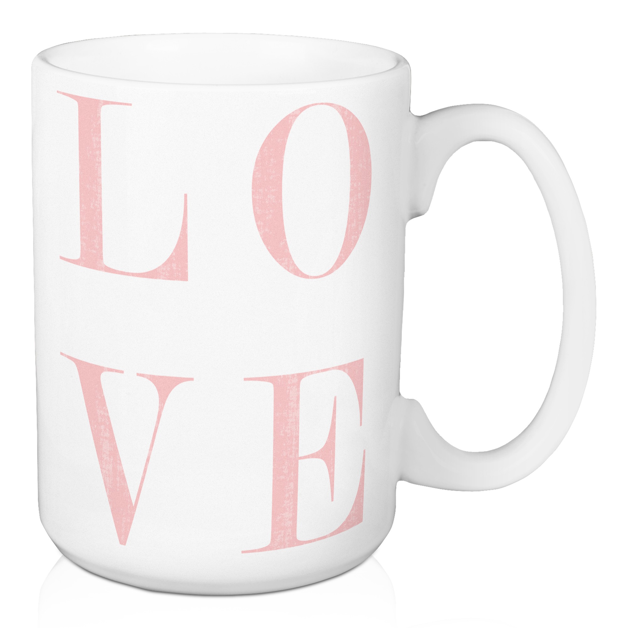 White & Pink Love 15 oz Mug