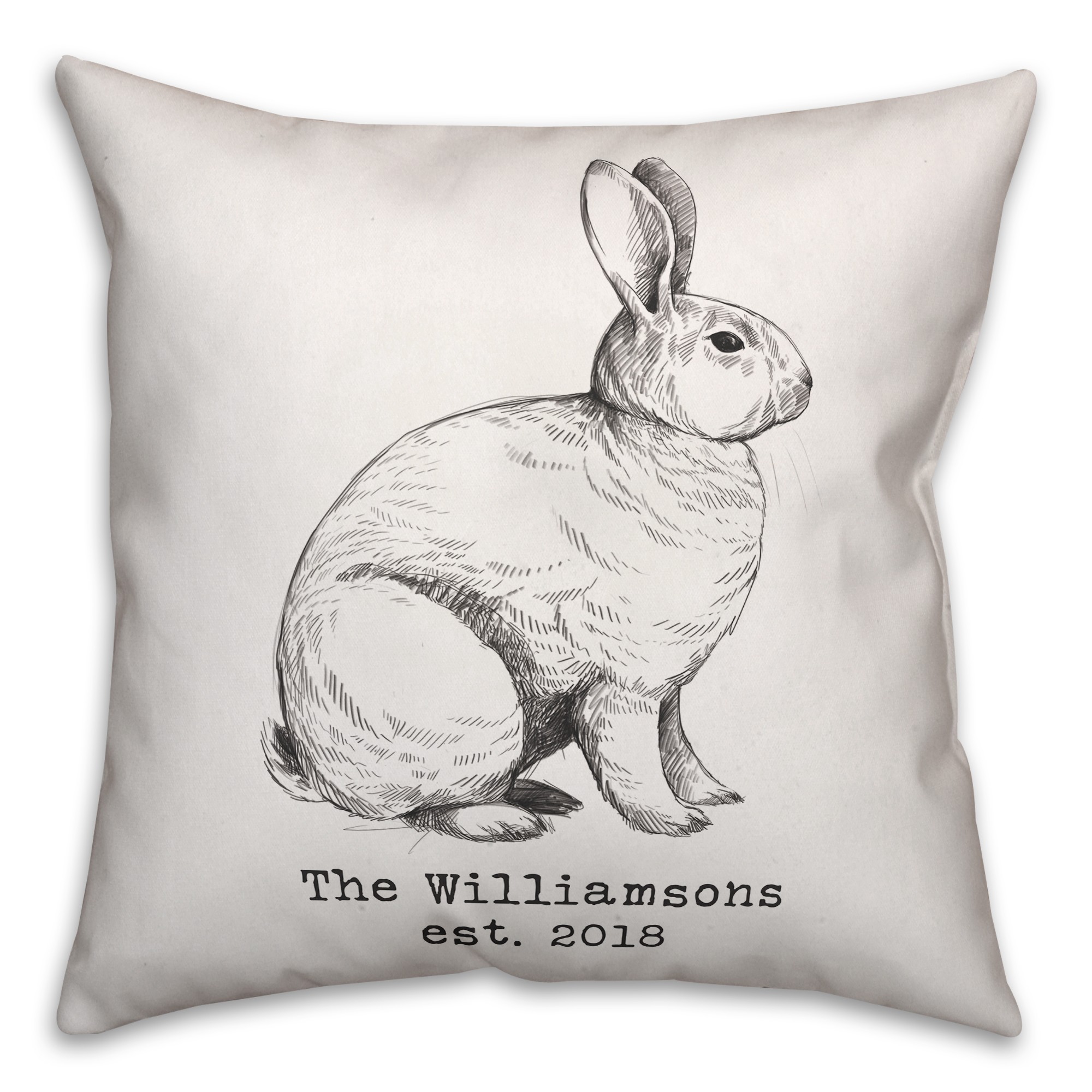 Bunny Sketch 18x18 Personalized Spun Poly Pillow