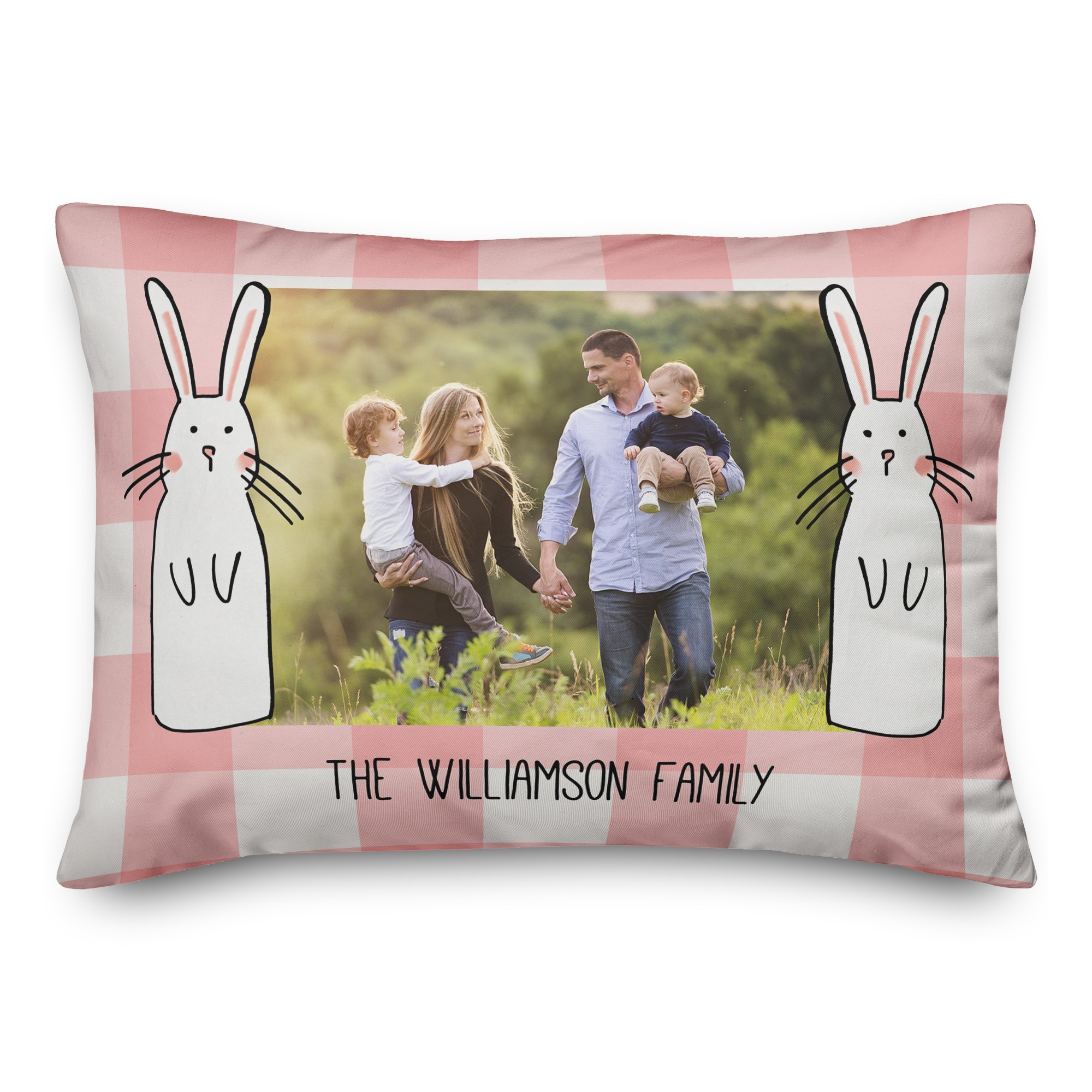 Buffalo Check Bunny 14x20 Personalized Spun Poly Pillow