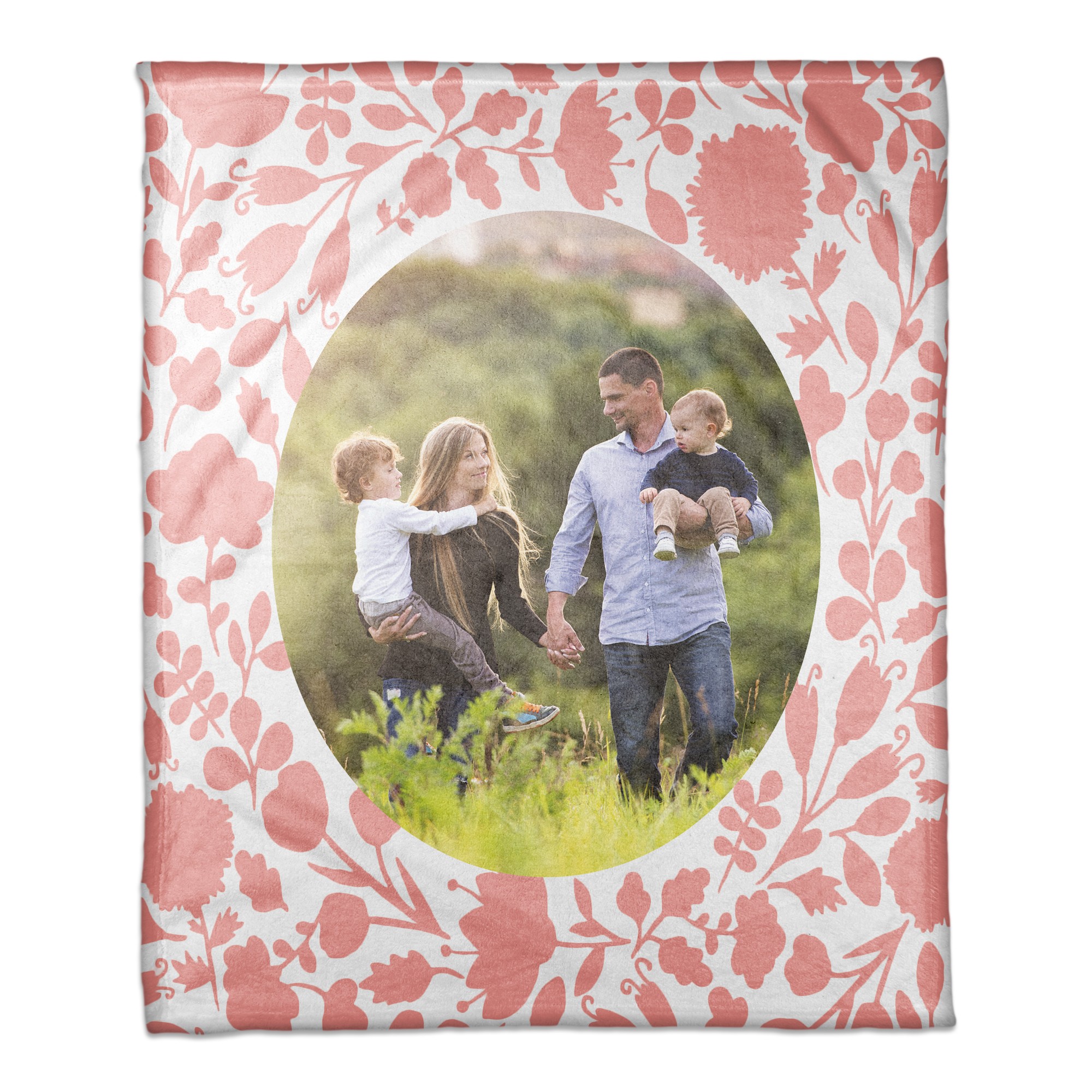 Coral Florals 50x60 Personalized Coral Fleece Blanket