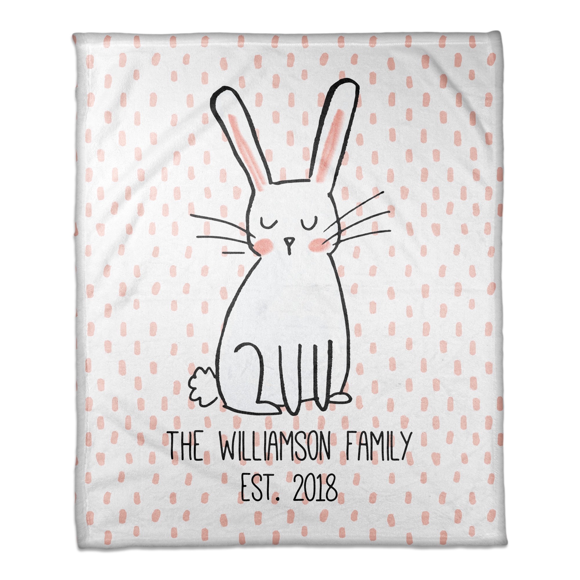 Polka Dots Bunny 50x60 Personalized Coral Fleece Blanket