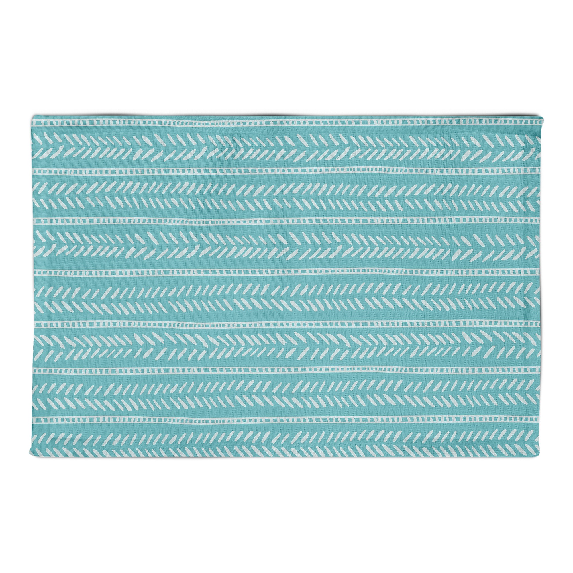 Teal Box and Dash Print 2x3 Area Rug