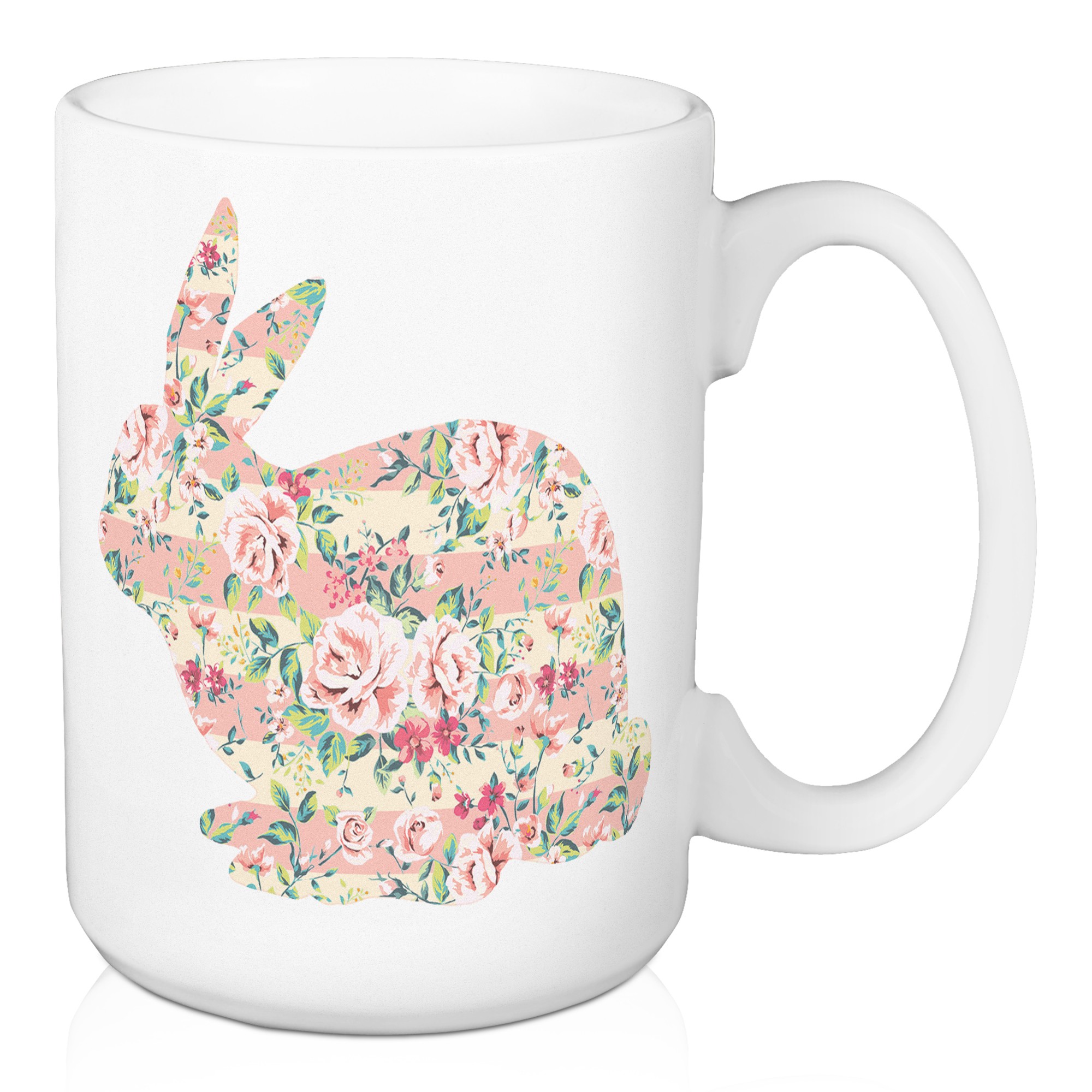 Floral Rabbit Pink 15 oz Mug