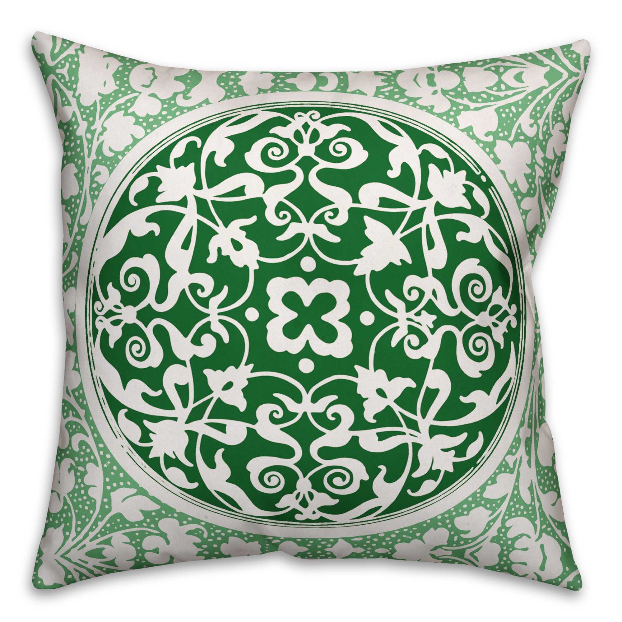 Green Irish Medallion 18x18 Spun Poly Pillow