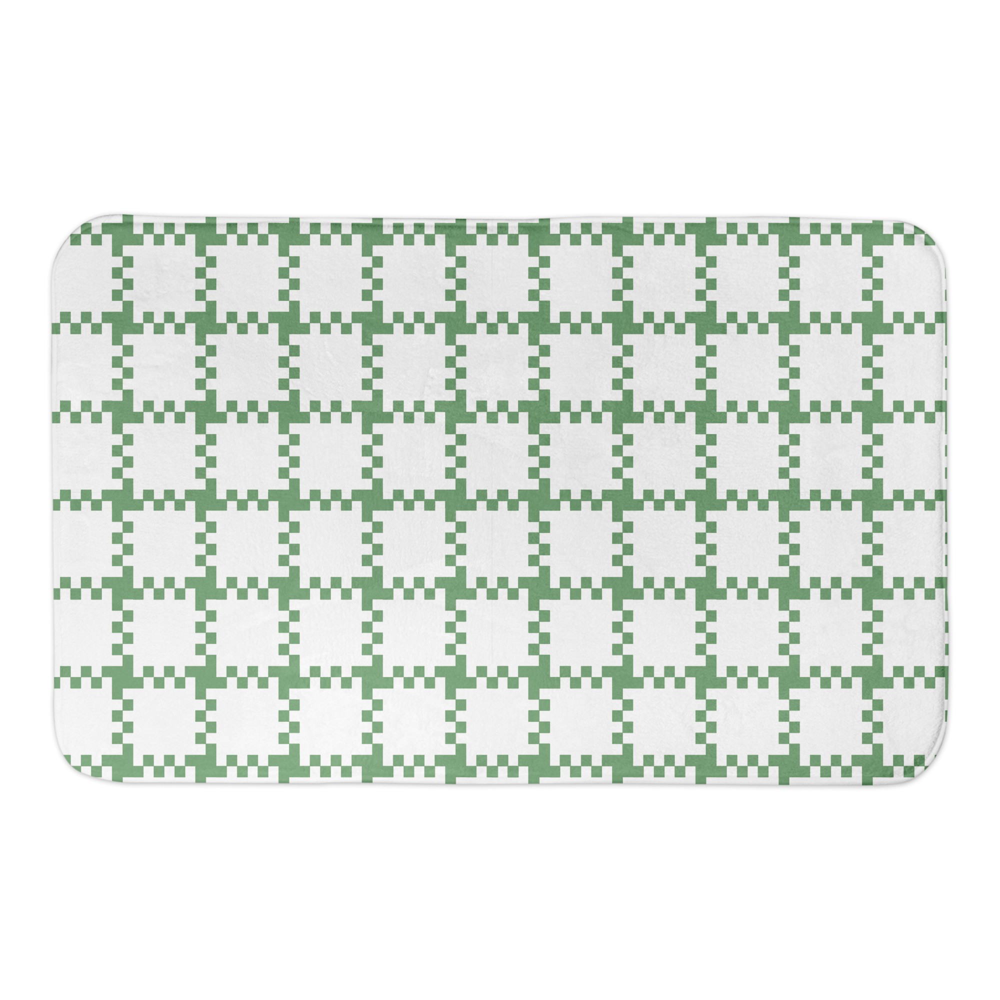 Green Plaid 34x21 Bath Mat