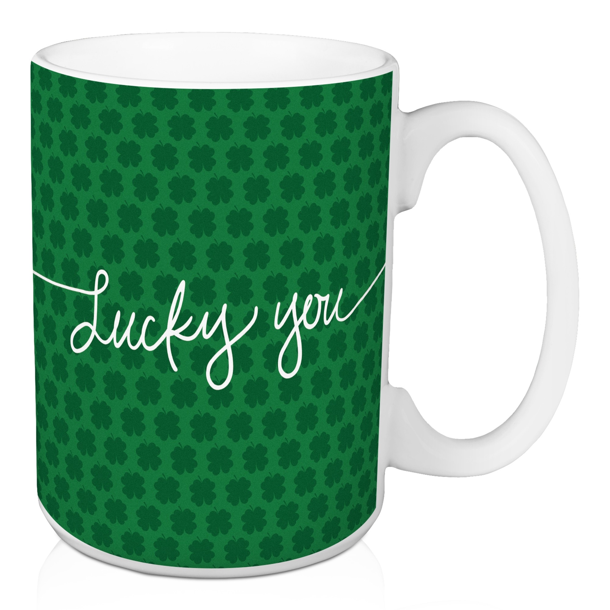 Lucky Me Green Polka Dots 15 oz Mug