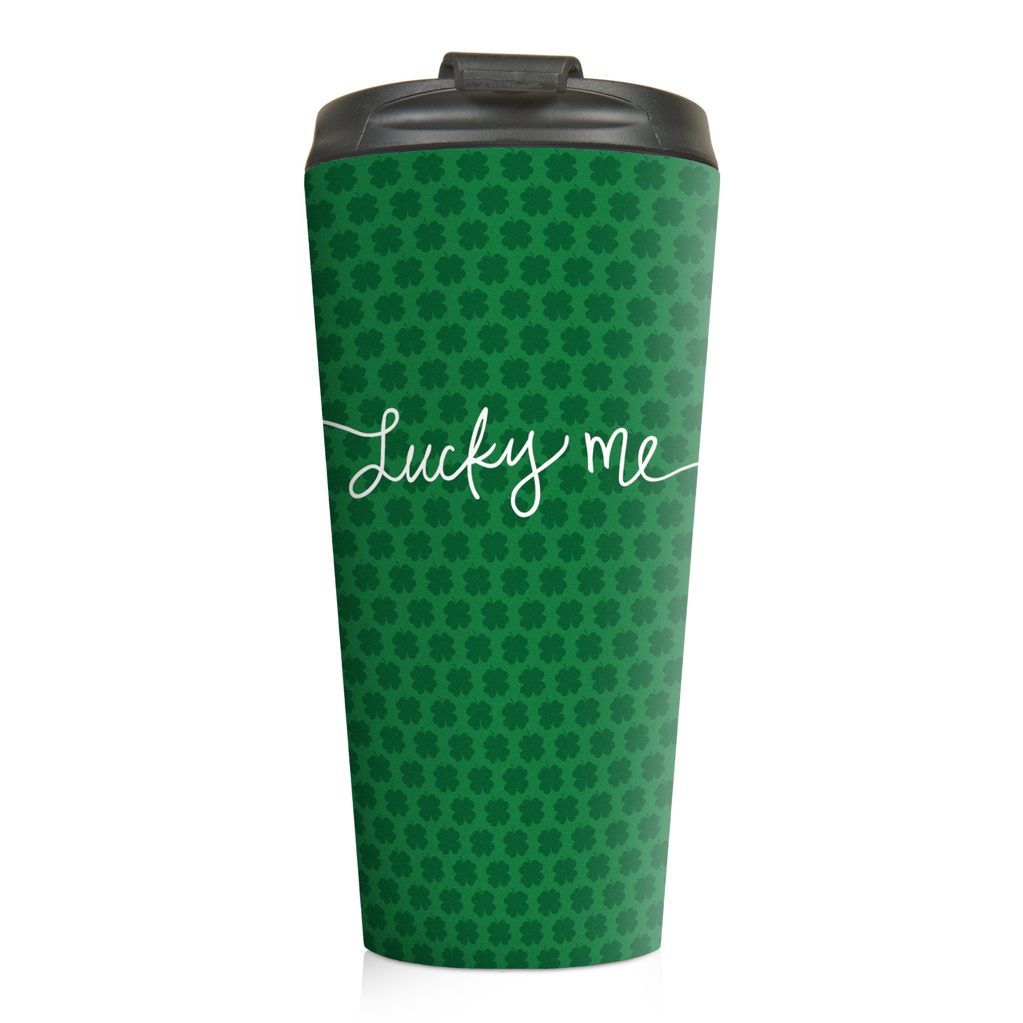 Lucky Me Green Polka Dots 15 oz Travel Mug
