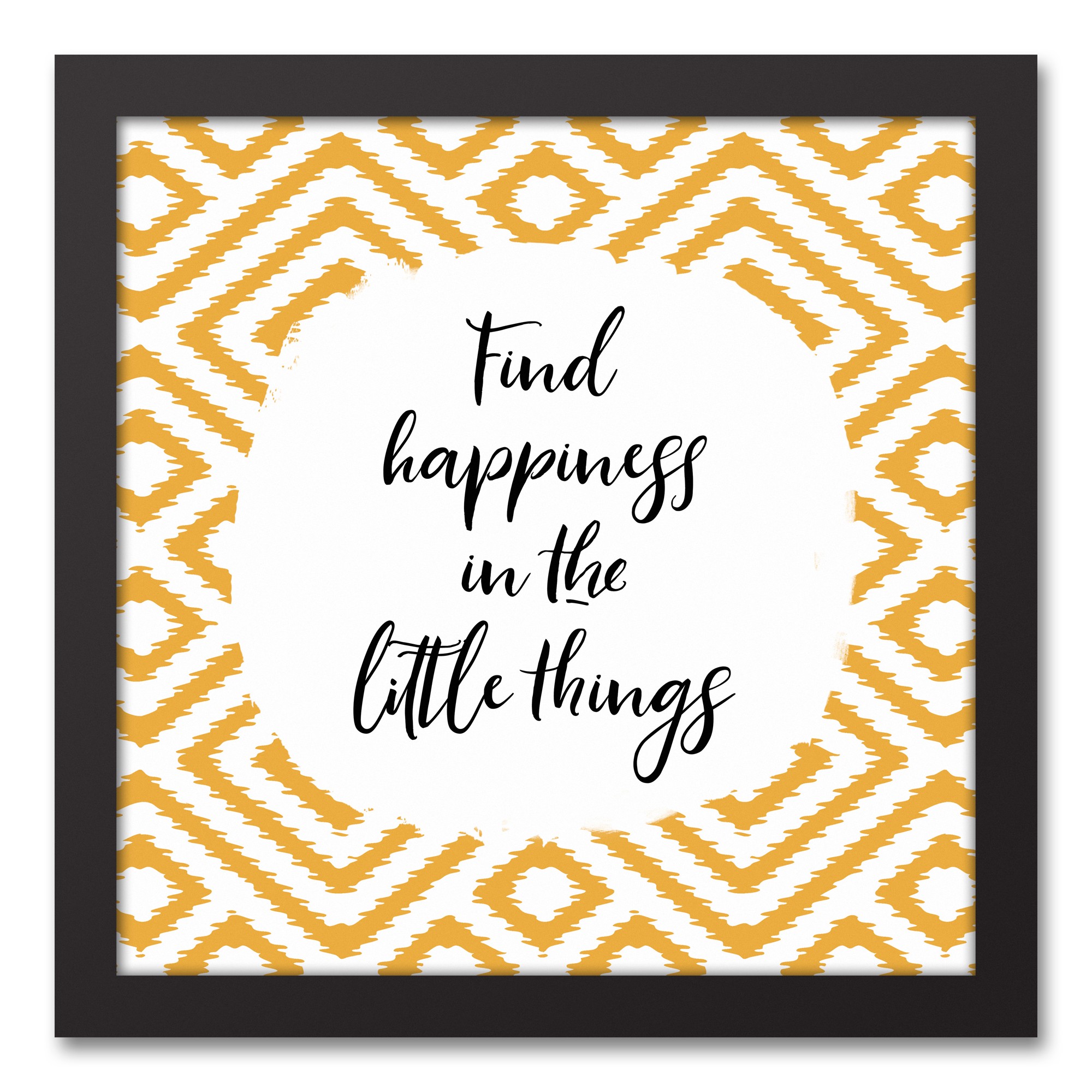 Find Happiness in the Little Things 12x12 Black Framed Canvas