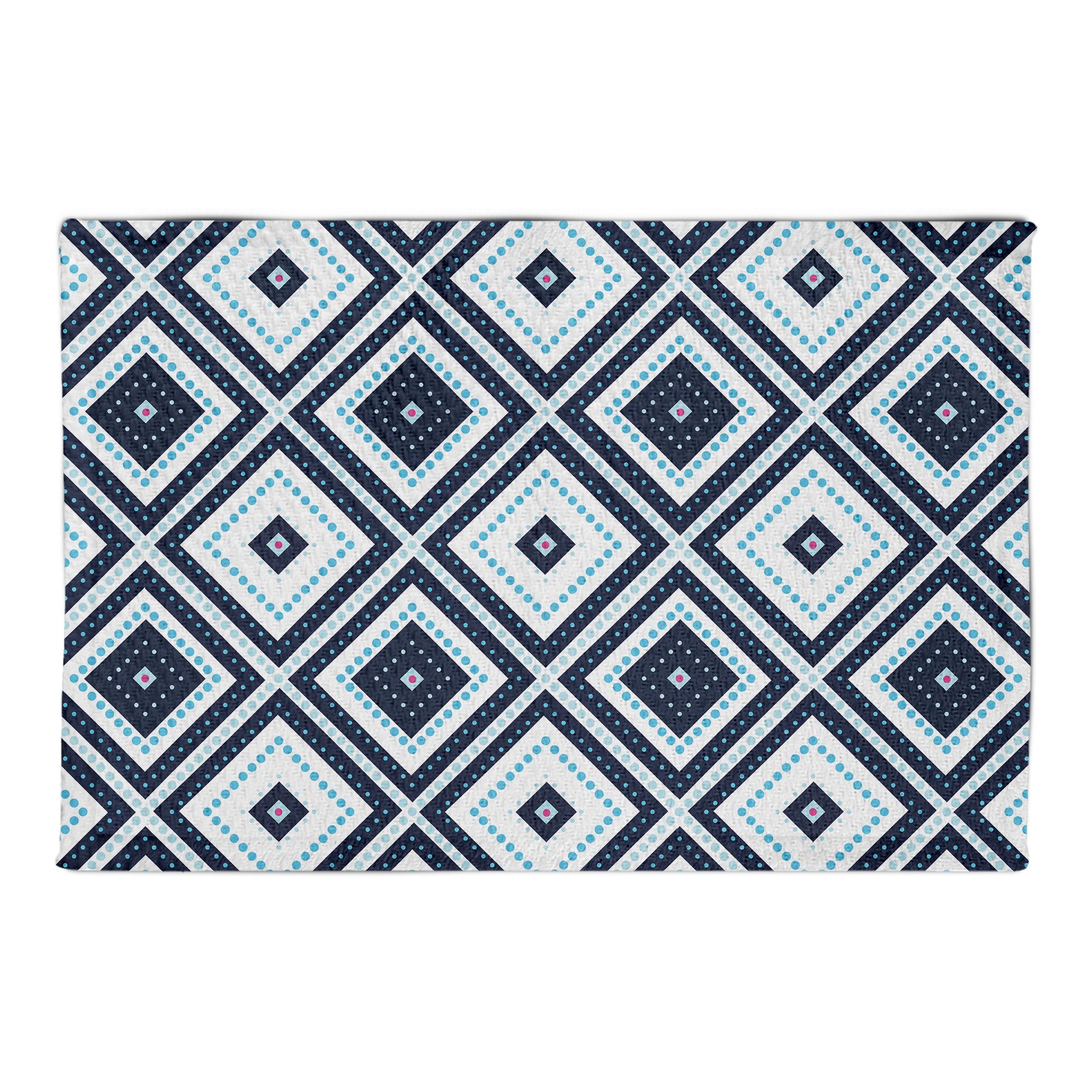 Navy and White Diamond Dots 2x3 Area Rug