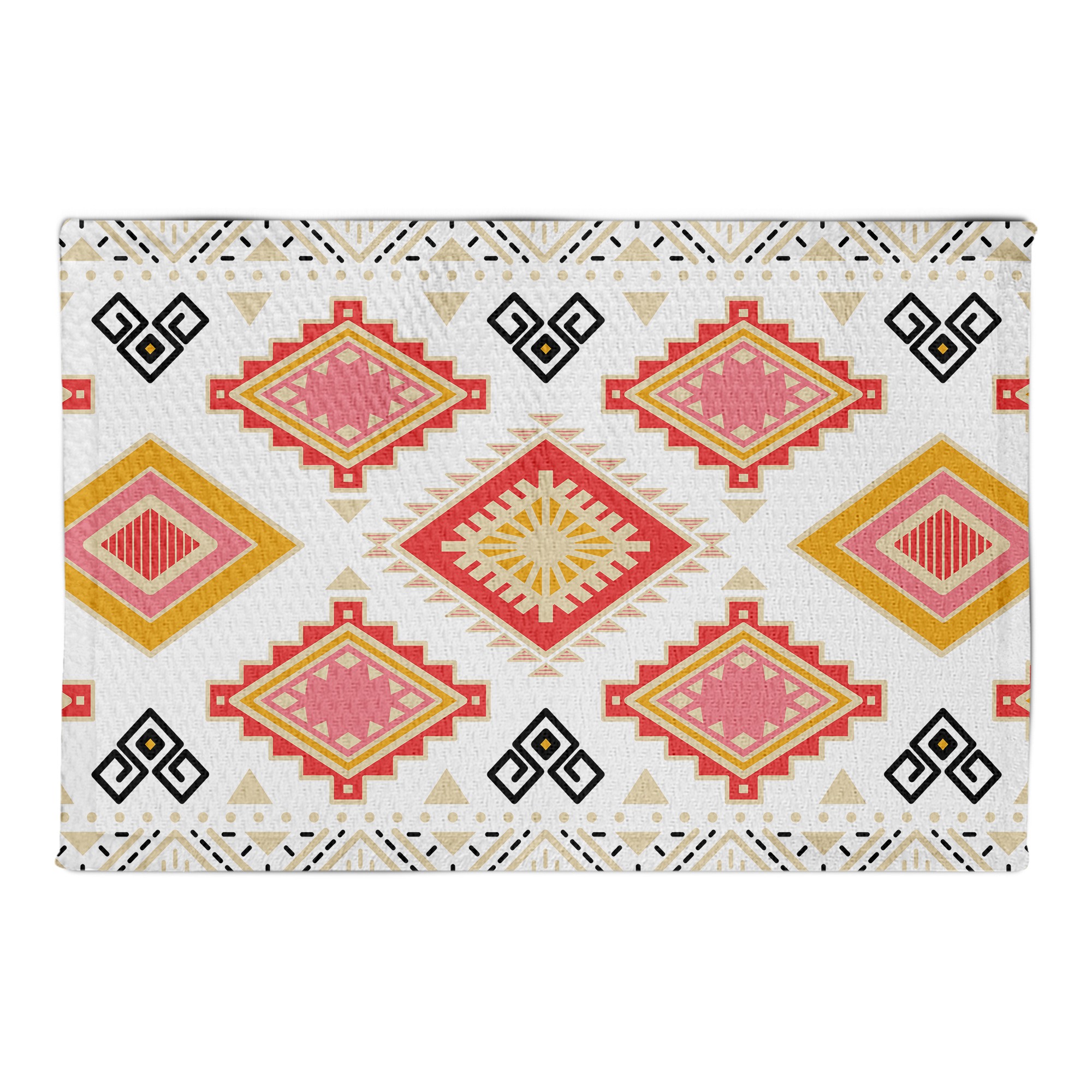 Coral and Mustard Tribal Pattern 2x3 Area Rug