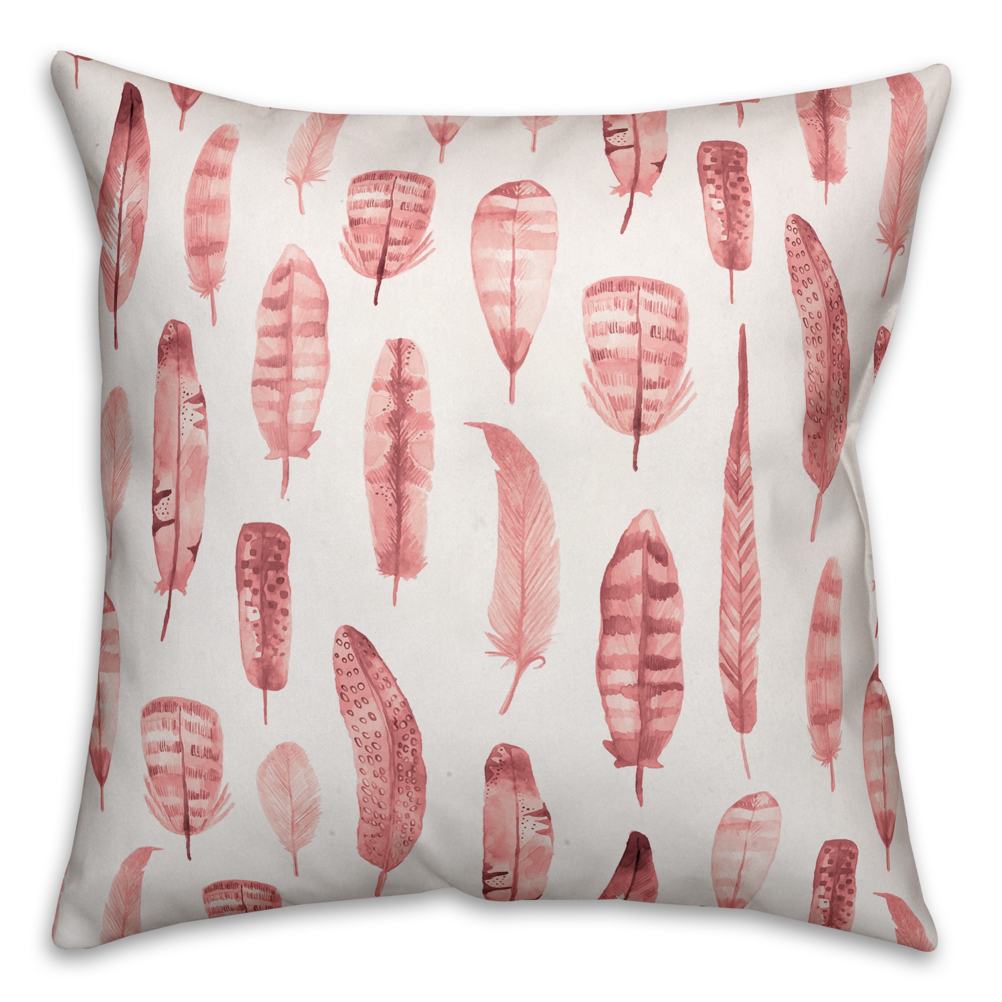 Watercolor Feathers 18x18 Spun Poly Pillow