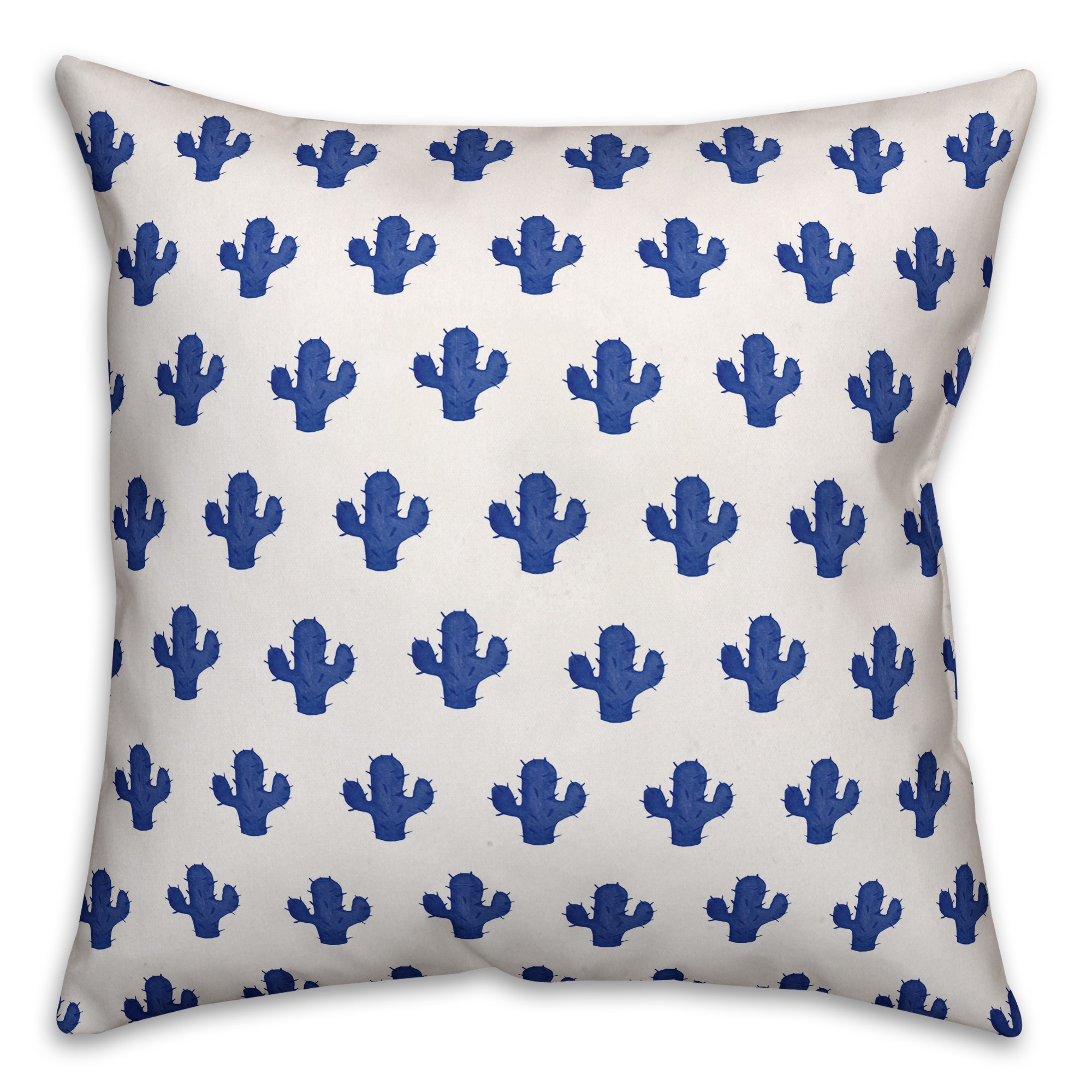 Blue Watercolor Cacti 18x18 Spun Poly Pillow