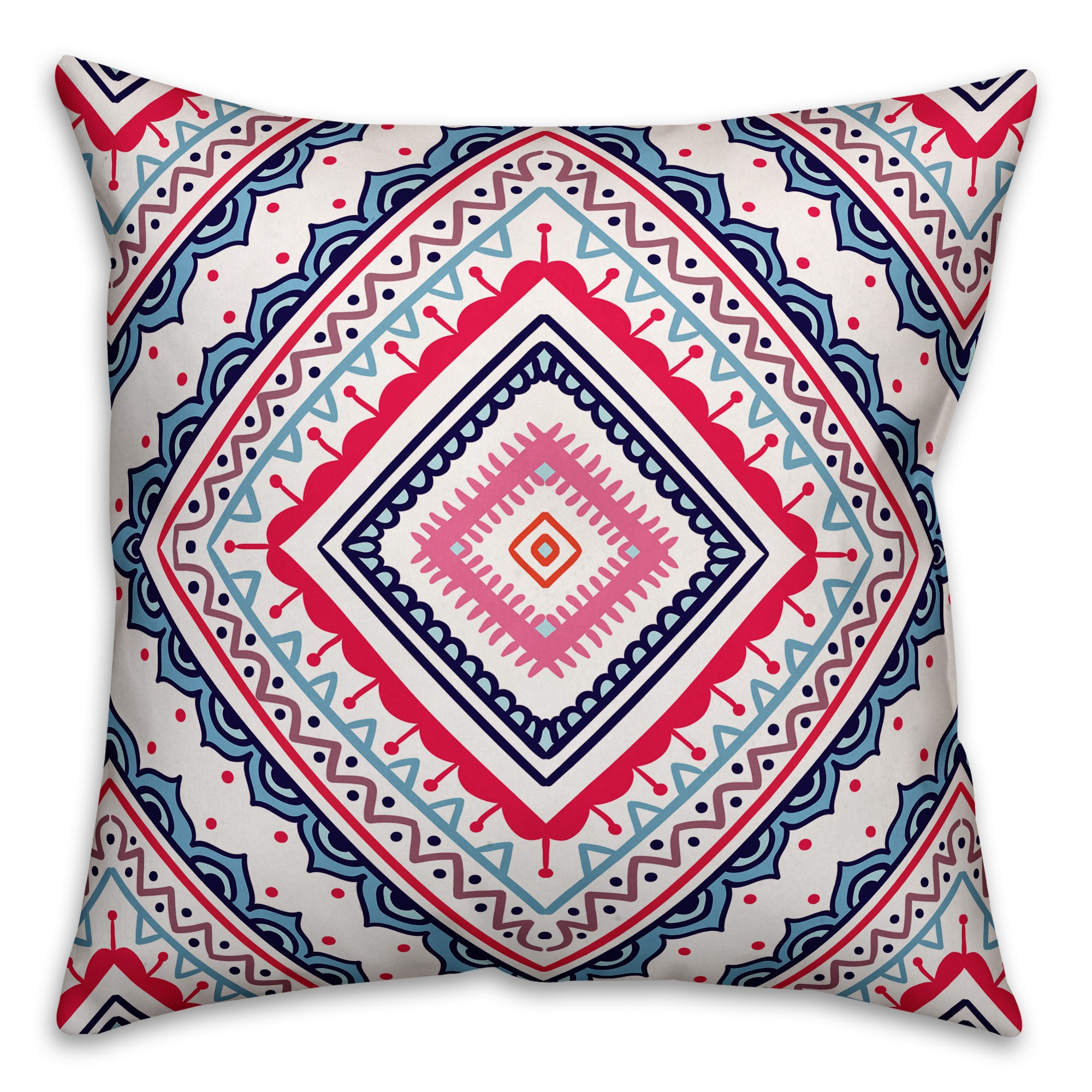 Multi Diamond Mandala 18x18 Spun Poly Pillow