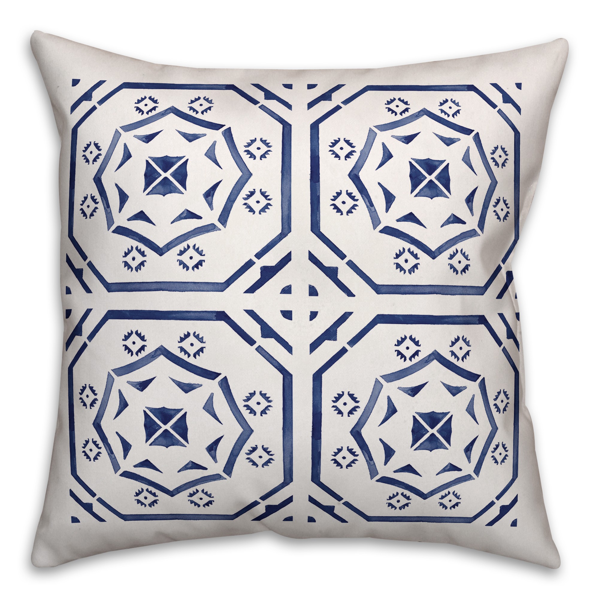 Blue Watercolor Tile 26x26 Spun Poly Pillow