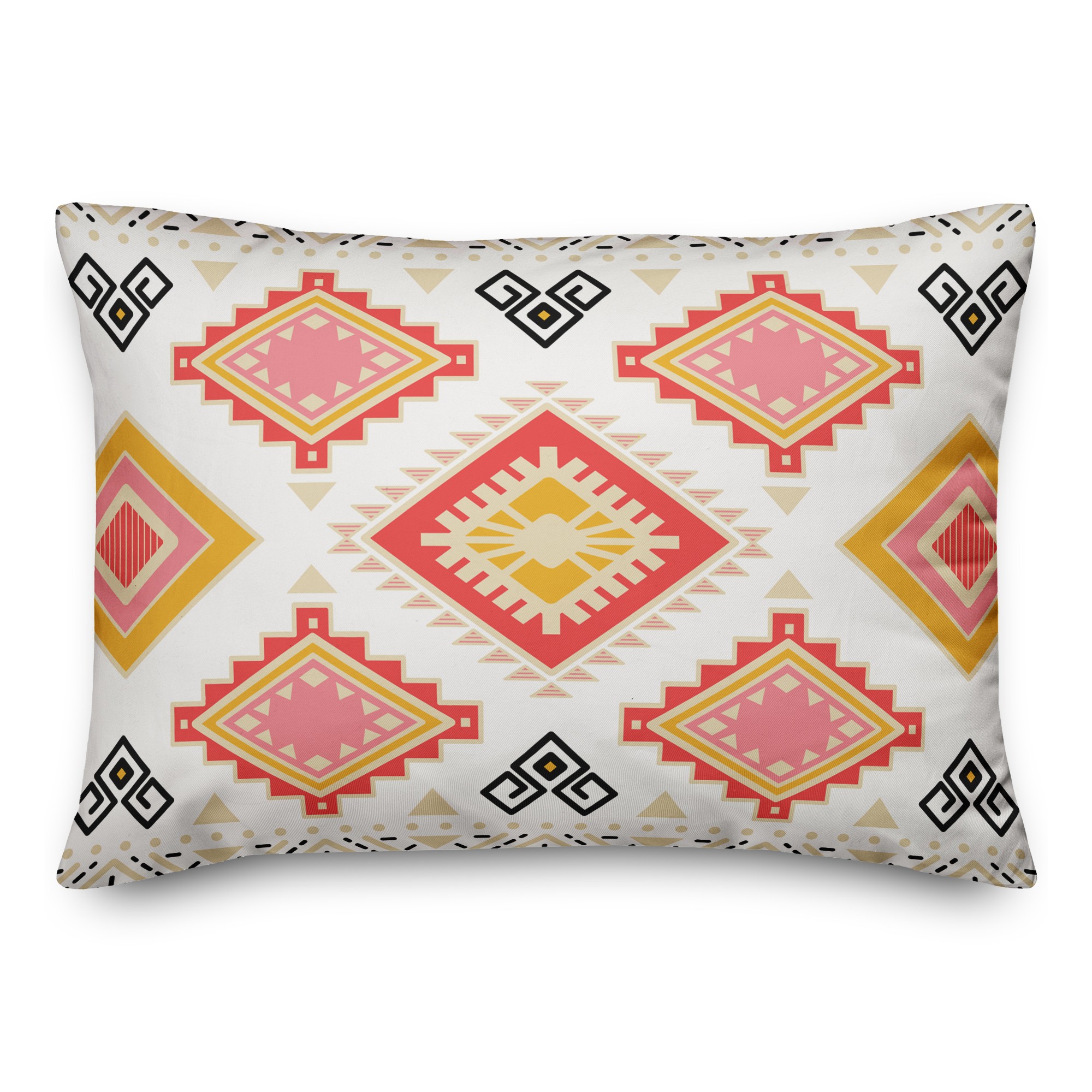 Coral and Mustard Tribal Pattern 14x20 Spun Poly Pillow