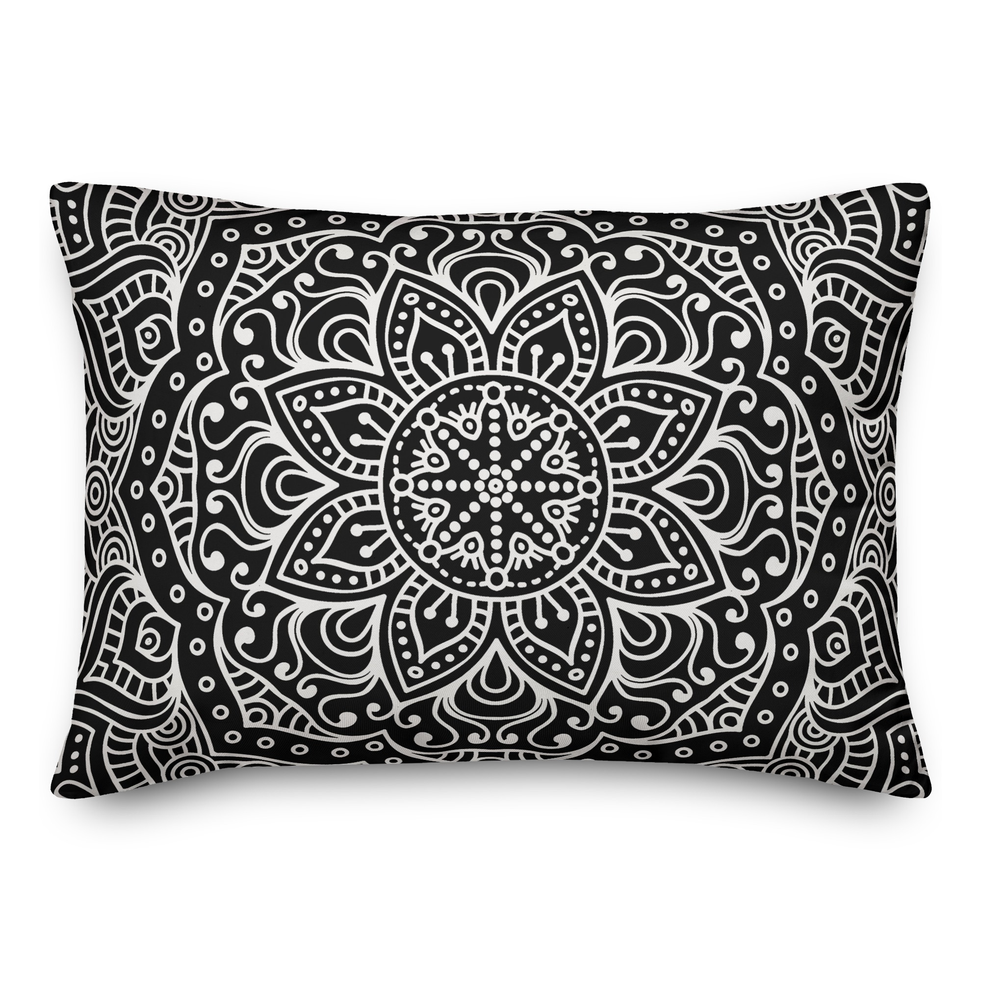 Black and White Boho Pattern 14x20 Spun Poly Pillow