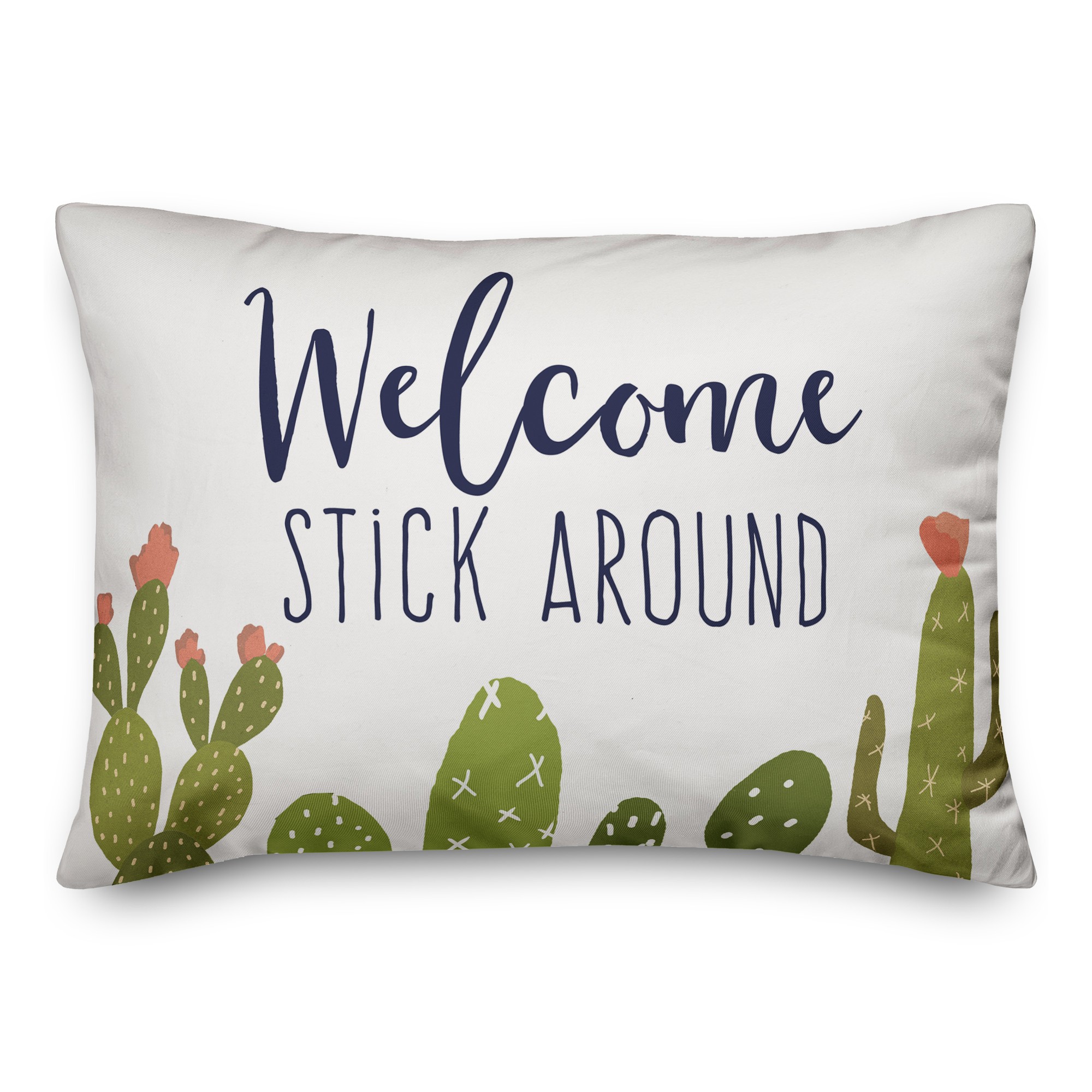 Welcome Stick Around 14x20 Spun Poly Pillow