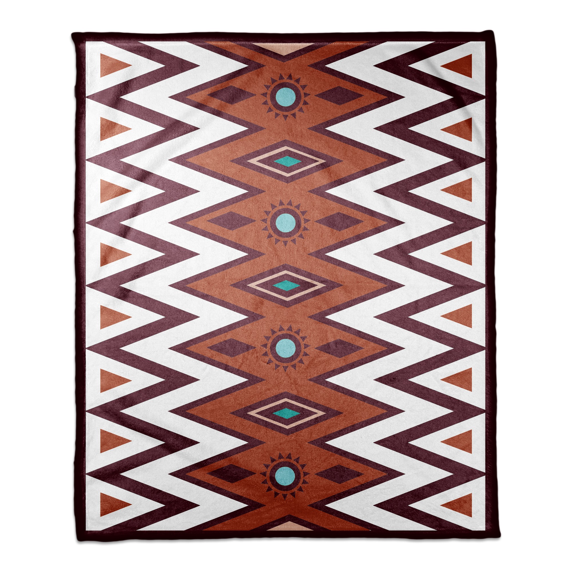 Rust Southwest Tribal Pattern 50x60 Coral Fleece Blanket