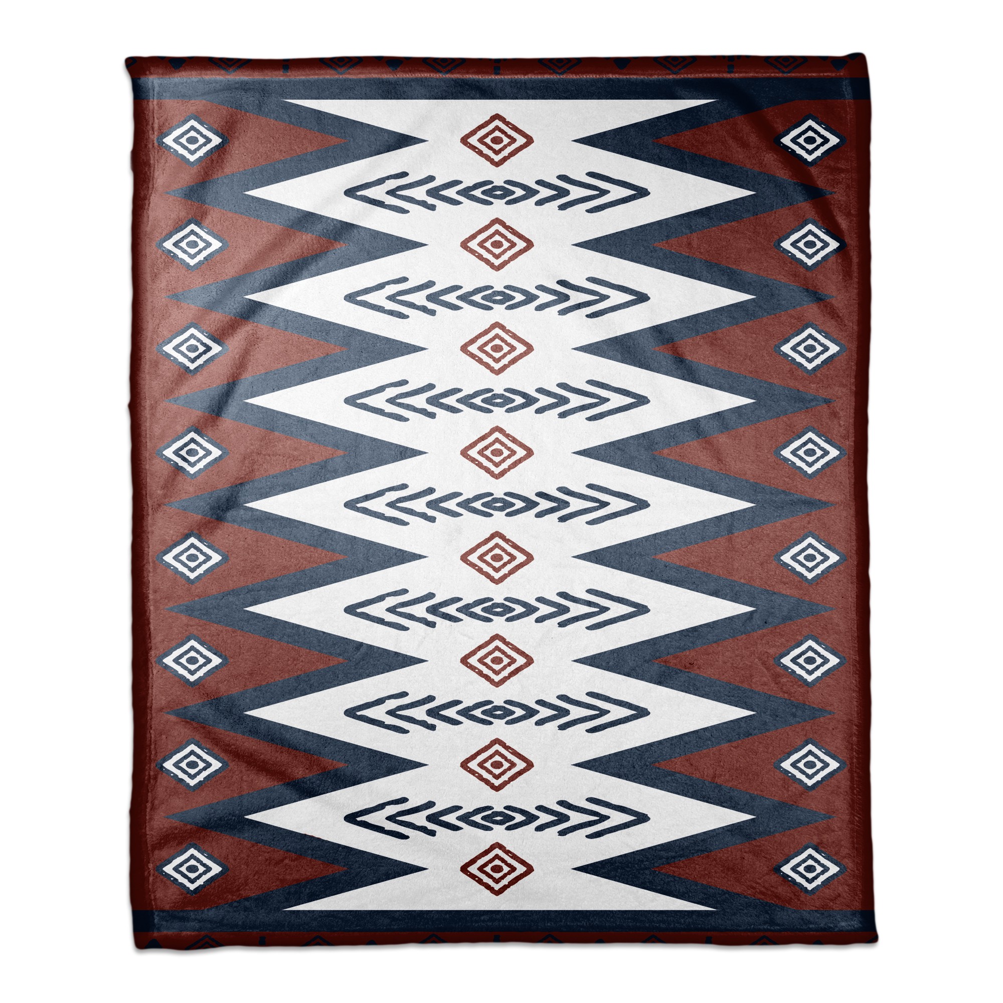 Rust Southwest Tribal Pattern 50x60 Coral Fleece Blanket