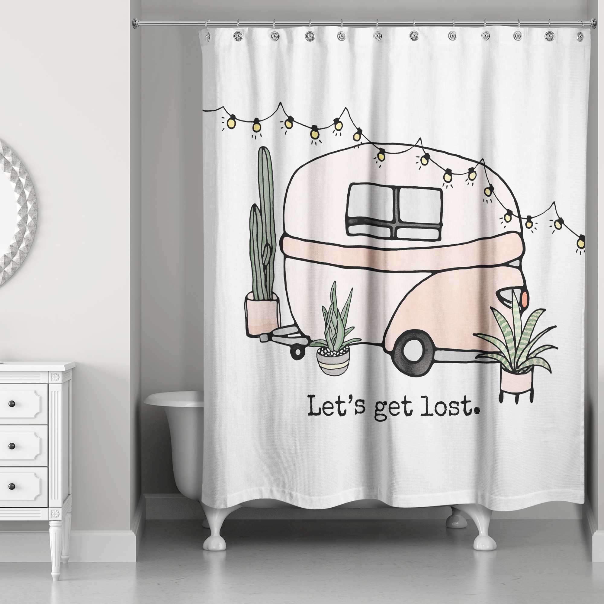 Let's Get Lost Camper 71x74 Shower Curtain