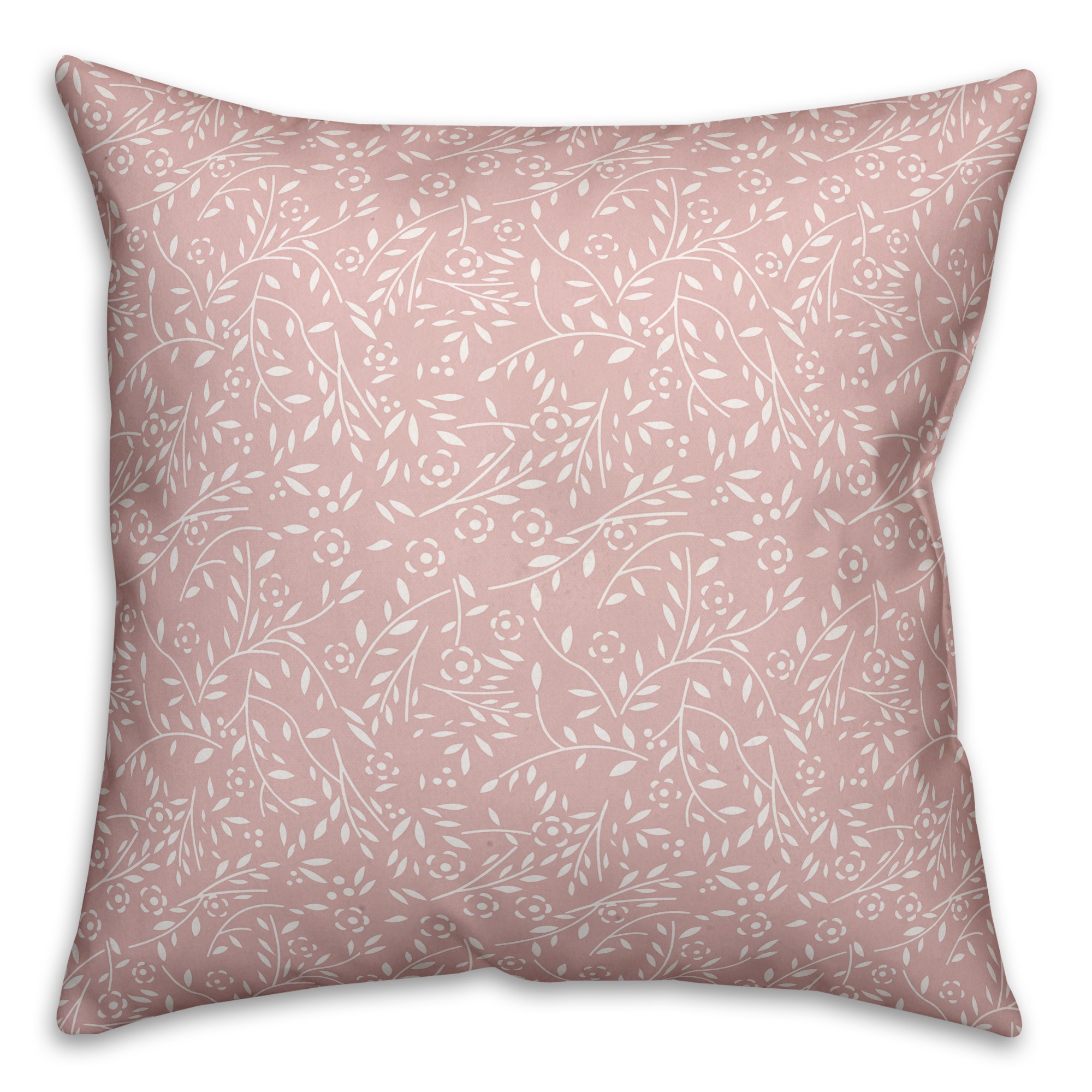 Delicate Blush Flowers 26x26 Spun Poly Pillow