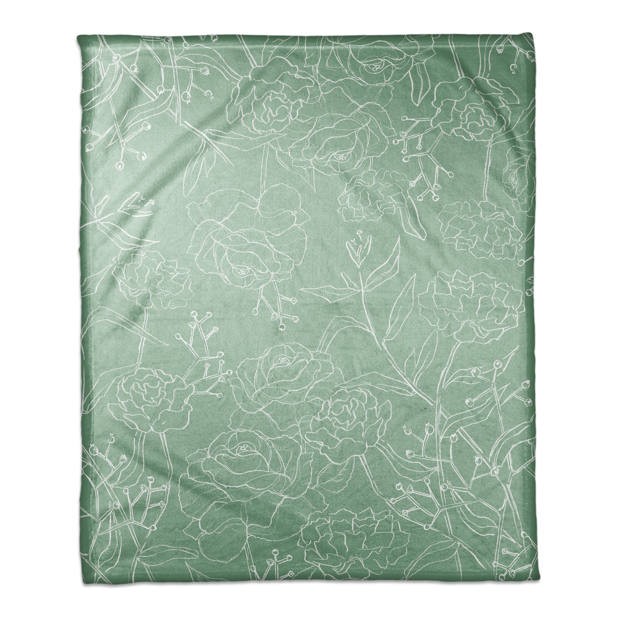 Sage Pencil Flowers 50x60 Coral Fleece Blanket