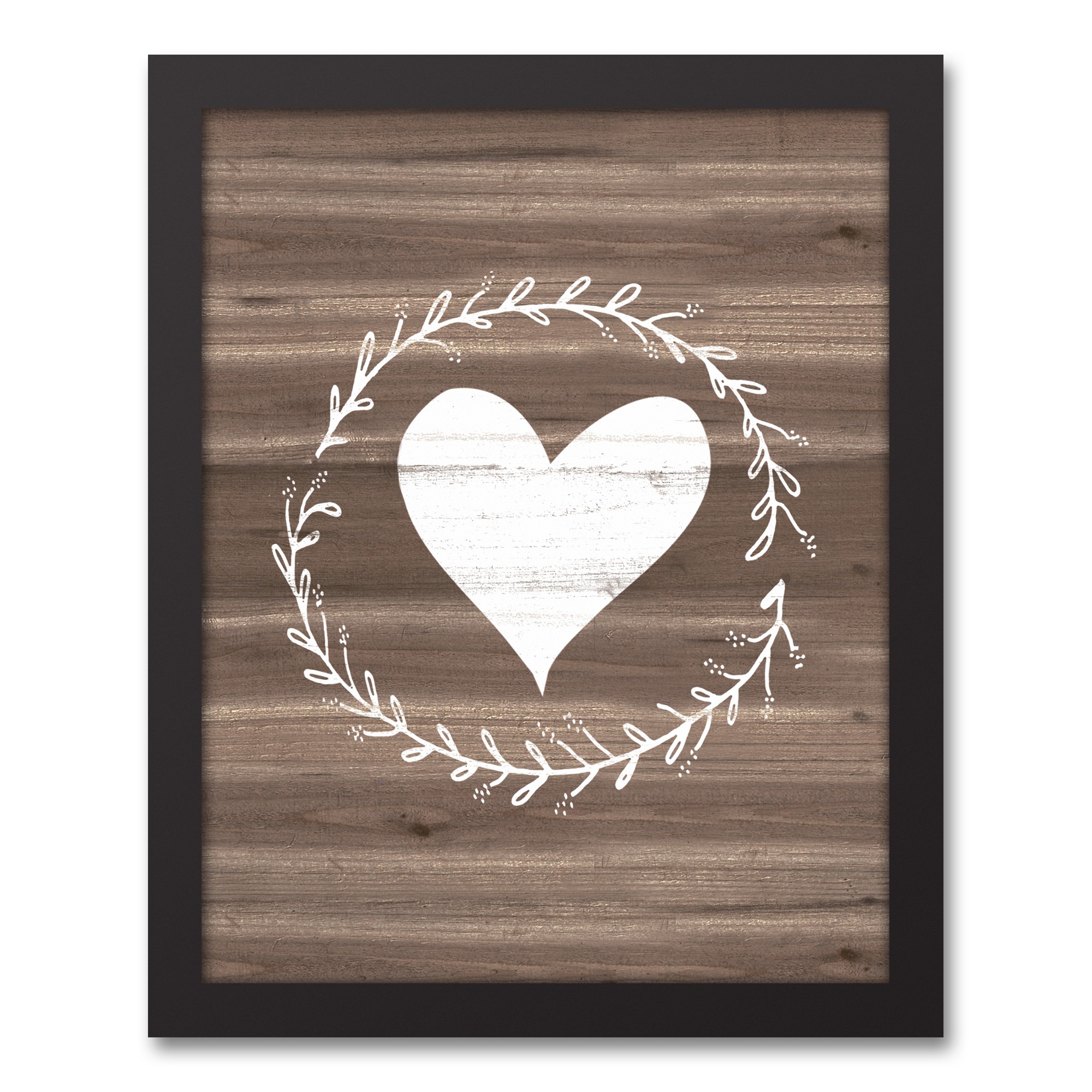 Heart Wreath 11x14 Black Framed Canvas